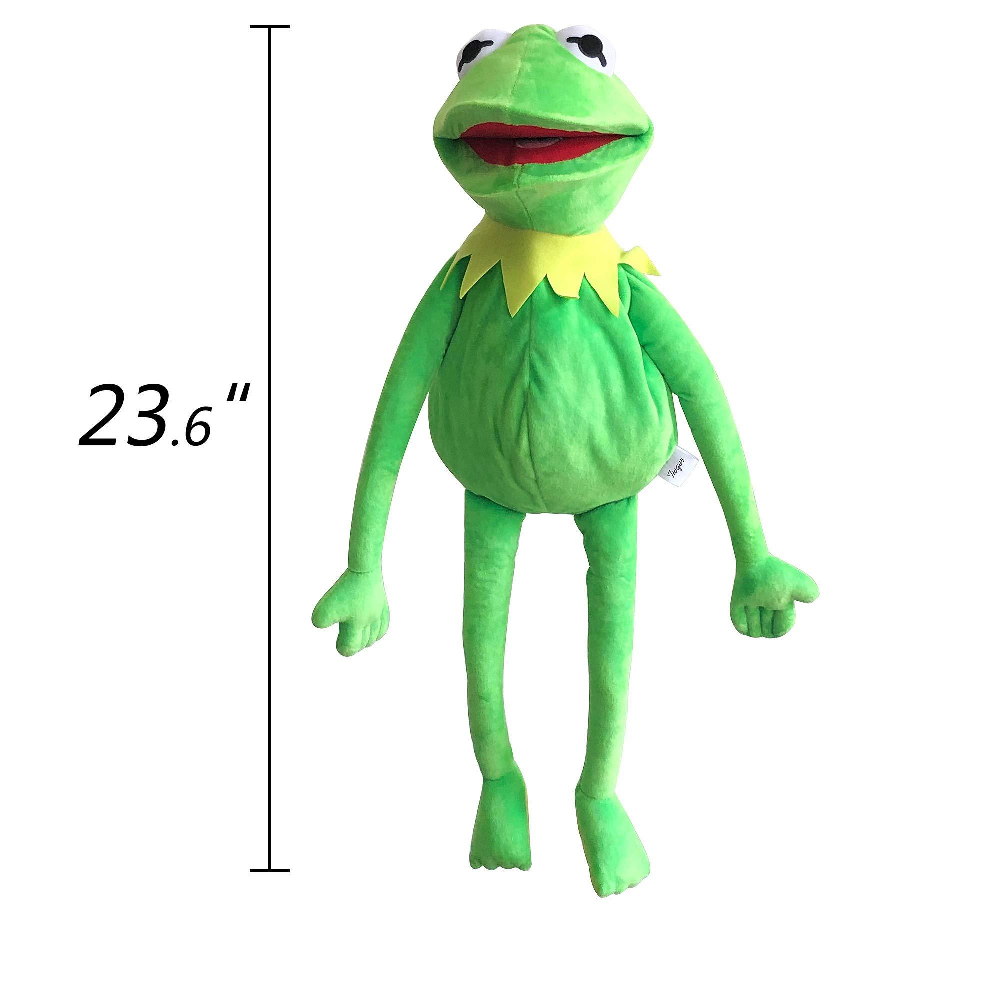 Lacroky Lacroky Kermit Frog Puppet with Puppets Control Rod & 50 Pcs Kermit The Frog Puppet Stickers, Hand Kermit Puppet Soft Stuffed Plush Toy for Boys & Girls - 24 Inches