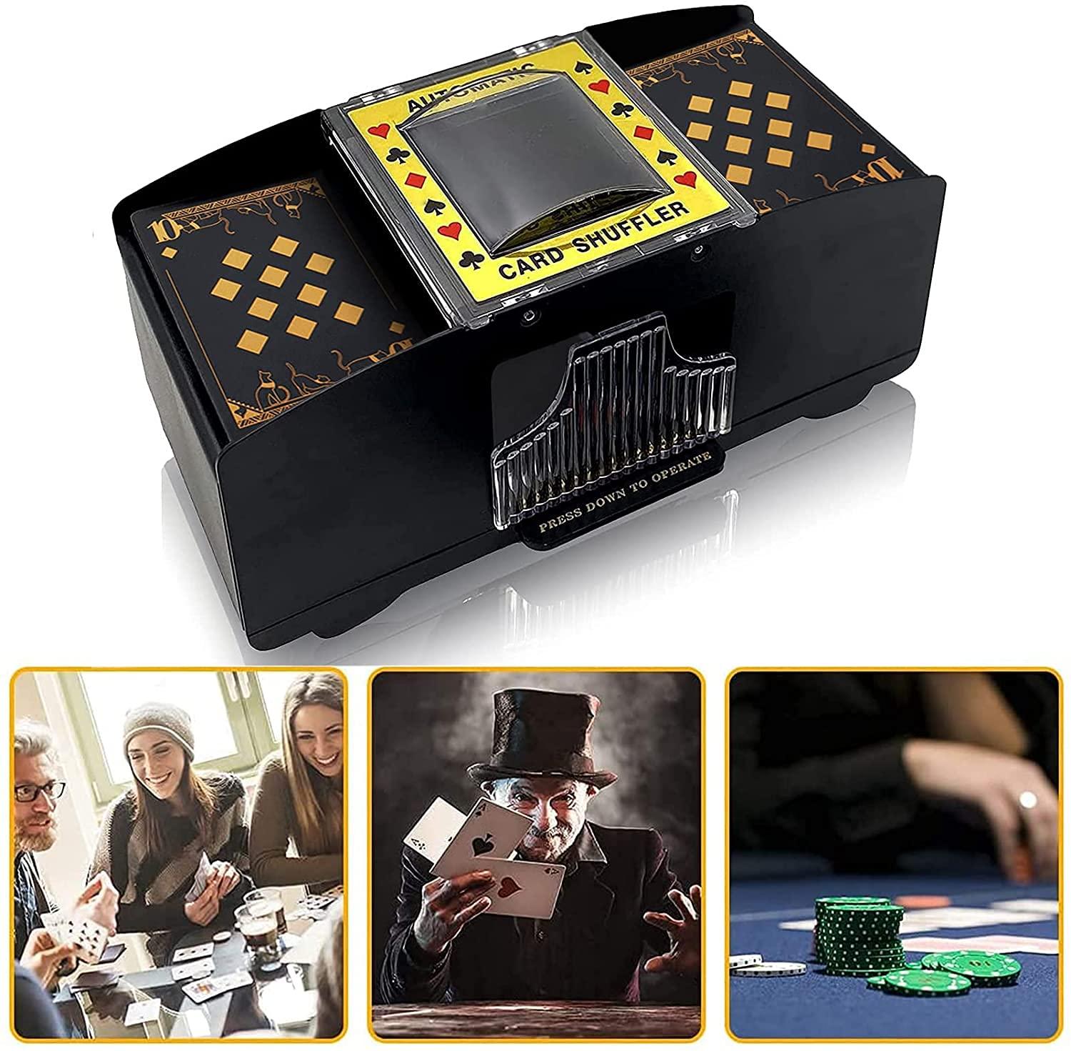 Nileole Nileole 2 Decks Automatic Card Shuffler, Battery-Powered Shuffler for UNO, Phase10, Texas Hold'em, Poker, Home Card Games, Blackjack, Party Club