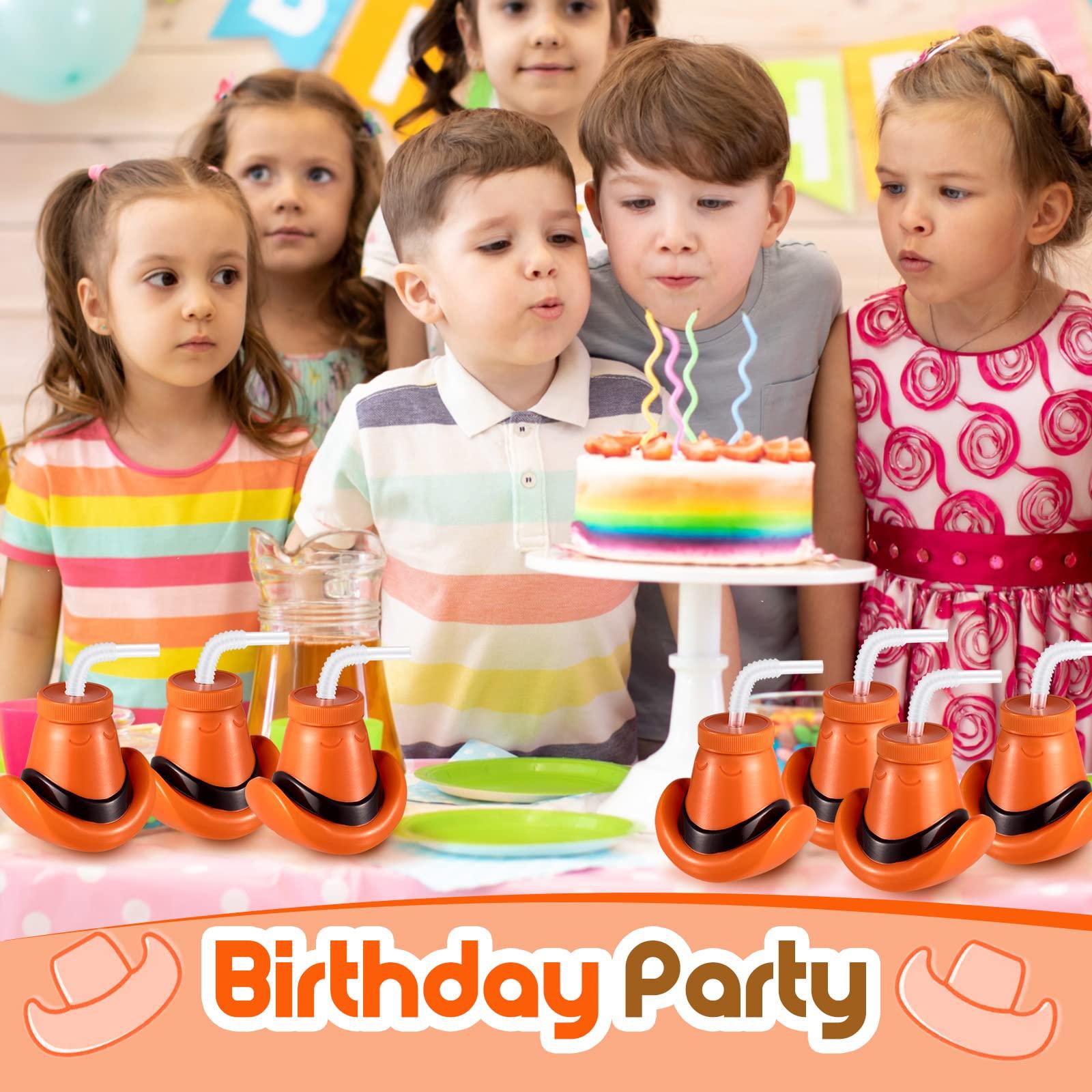 Amyhill Amyhill Cowboy Hat Cups with Lids and Straws 12 oz Plastic Cowboy Hat Cups for Western Party Supplies Cowboy Birthday Party Decorations (Brown,12 Pcs)
