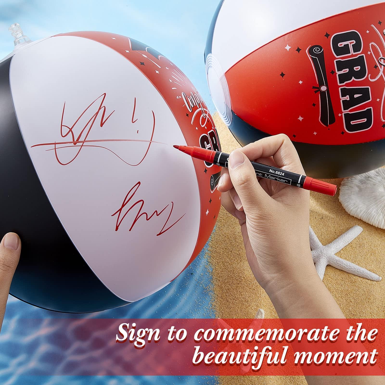 Skylety 10 Pieces Graduation Inflatable Beach Balls Class of 2025 Graduation Party Favors Congrats Grad Sign for Grad Party Decoration Supplies Summer Sand Game(Red)