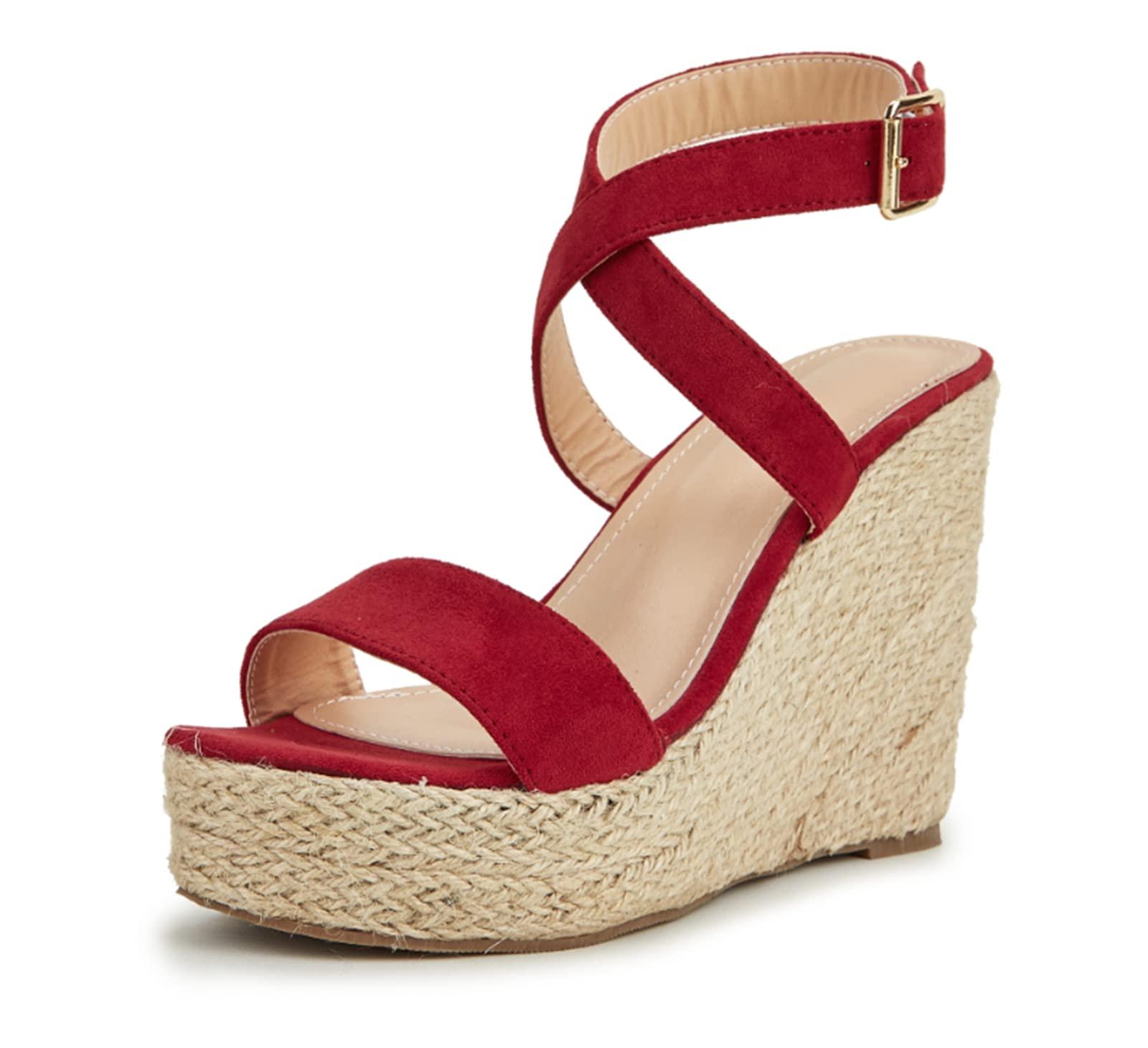 ZBYY ZBYY Women's Platform Sandals Summer Wedge Ankle Strap Open Toe Sandals Wedge Heels Casual Beach Platform Dress Sandals