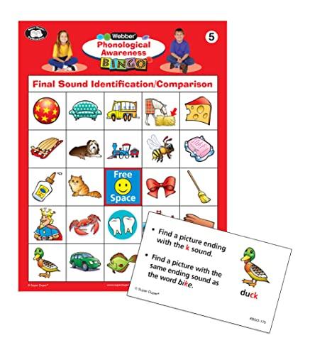 Super Duper Publications Super Duper Publications | Phonological Awareness Pre-Reading & Reading Bingo Game | Educational Learning Resource for Children