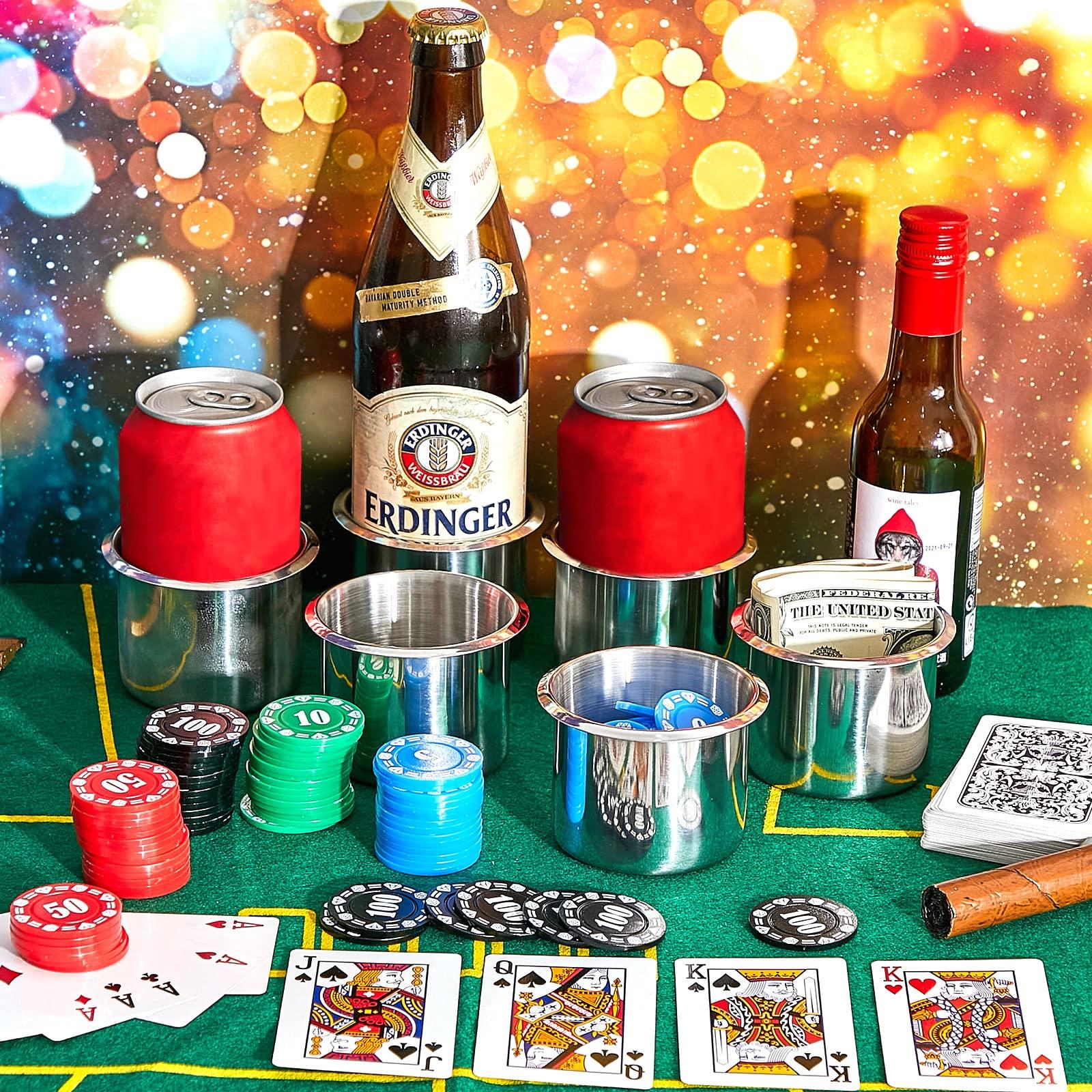 Tessco Tessco Poker Table Cup Holder Insert Stainless Steel Cup Holder Insert Cup Holder Table Poker Game Table Accessories for Desk Car Table Game Drink Cupholder Storage Replacement(15 Pcs)