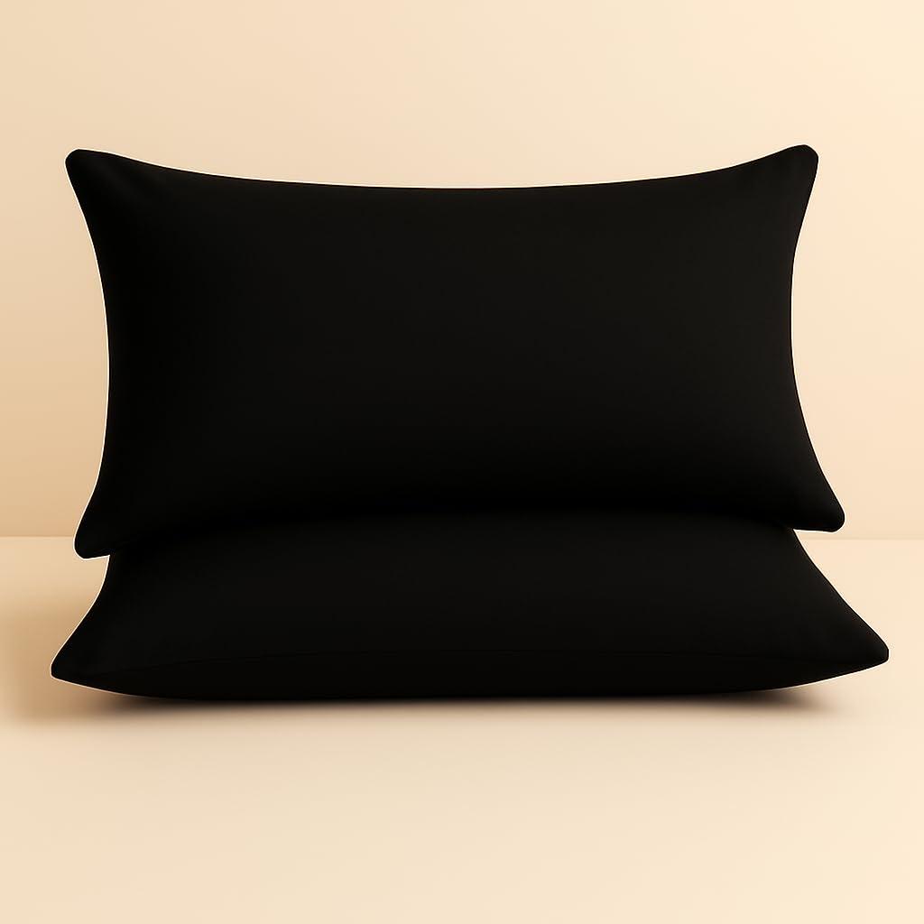 Shashwat Bedding Set of 2 Toddler Travel Pillowcase 14x20 inch 100% Egyptian Cotton 500 Thread Count Zipper Closure Small Toddler Pillowcase 14x20 inch, Black