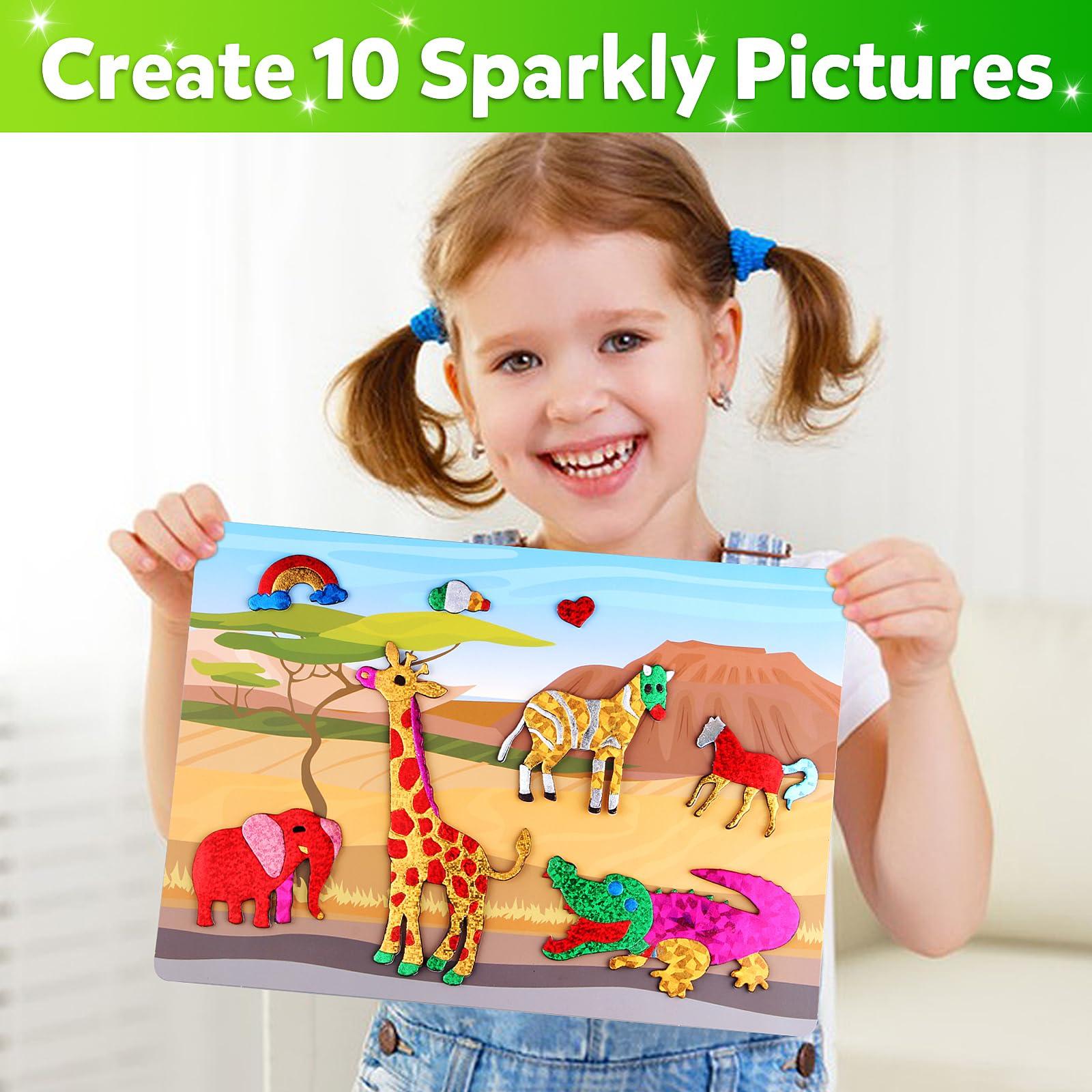 Vinlon Vinlon Foil Art Kit for Kids - Foil Fun Arts and Crafts, Mess Free Kids Travel Activities Toys, DIY Craft Supplies, Valentine Easter Birthday Gifts for Boys and Girls Ages 4 5 6 7 8 9 10 Years Old