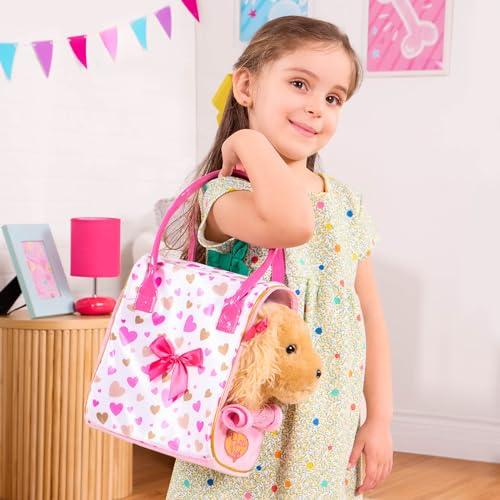Pucci Pups by Battat Pucci Pups - Gold & Pink Heart Print Glam Bag w/Cocker Spaniel, 8 inches