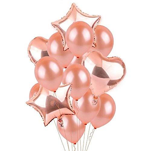 Geenber 49Pcs Rose Gold Party Decorations Set Including 20Pcs Rose Gold Latex Balloons,10Pcs Confetti Balloons,13Pcs Happy Birthday Banner Party Decor Kit, 4pcs Foil Balloons and 2Pcs Metallic Foil Curtains