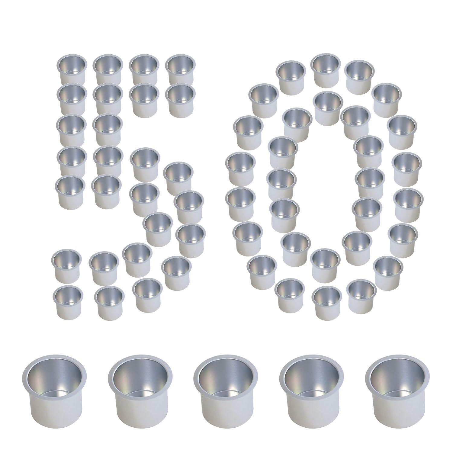 GSE Games & Sports Expert GSE Games & Sports Expert Jumbo Aluminum Cup Holder, Drop-in Cup Holder for Casino Poker Tables, Work Desks, Boats, RVs, Cars & Trucks (Silver,50-Pack)