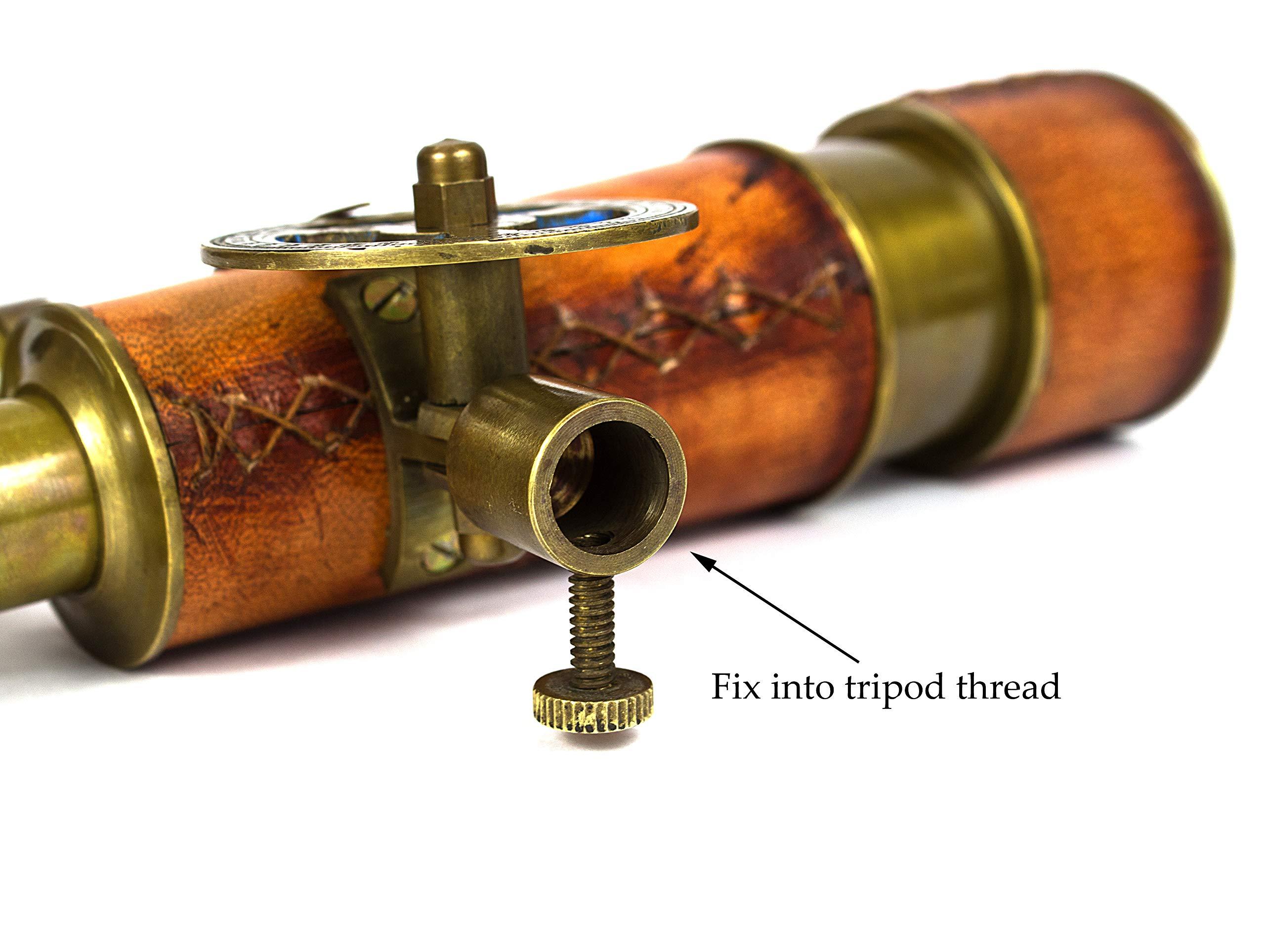 collectiblesBuy Double Barrel Table Dcor Antique Brass Telescope with Tripod Vintage Marine Functional Instrument Collectibles Item Leather Home Decor