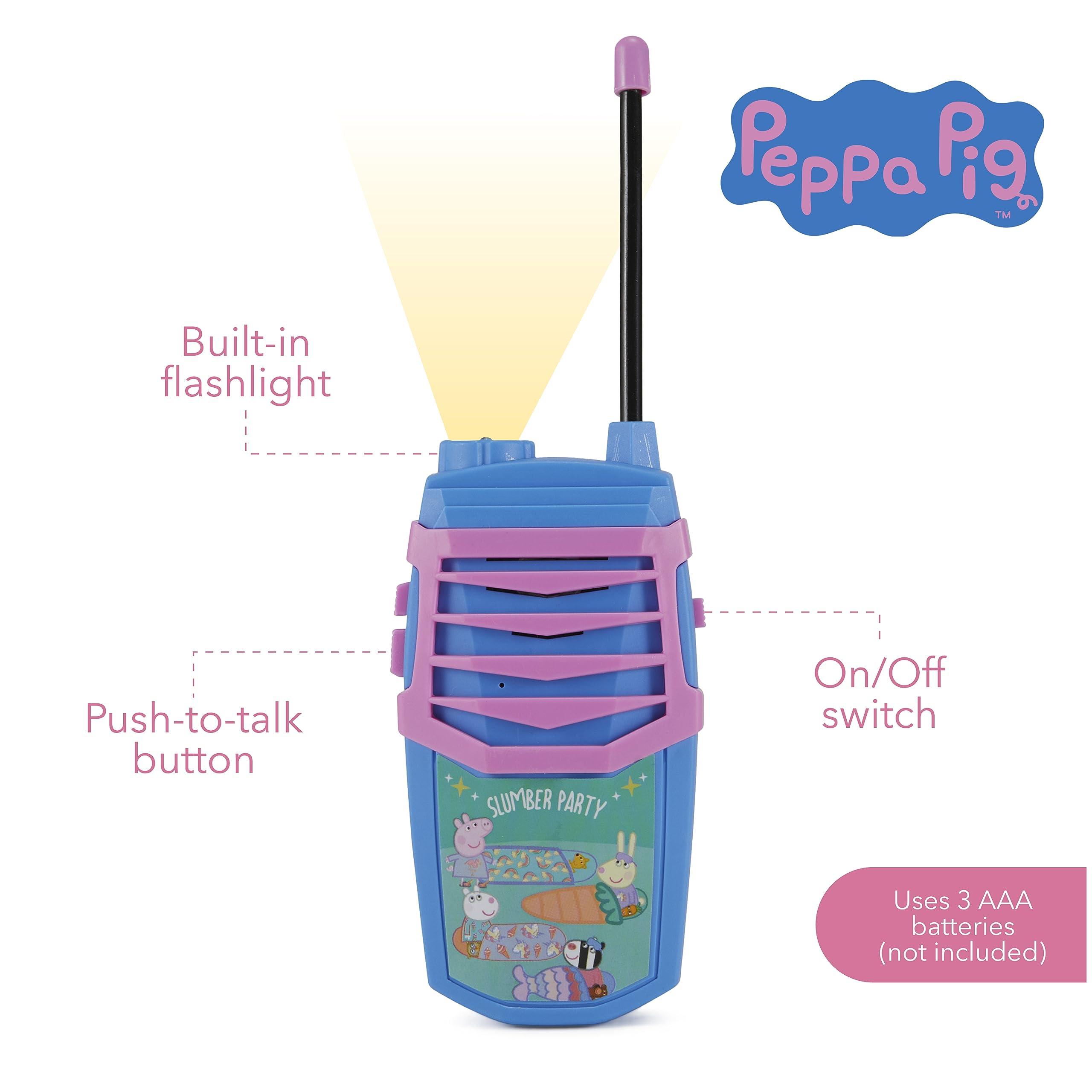 Sakar Sakar Peppa Pig Molded Walkie Talkie for Kids, Safe and Flexible Antenna, Over 1000ft Range, Easy-to-Use Power Switch, Belt Clip, Pack of 2, Camping Accessories, 2-Pack, Outdoor Toys