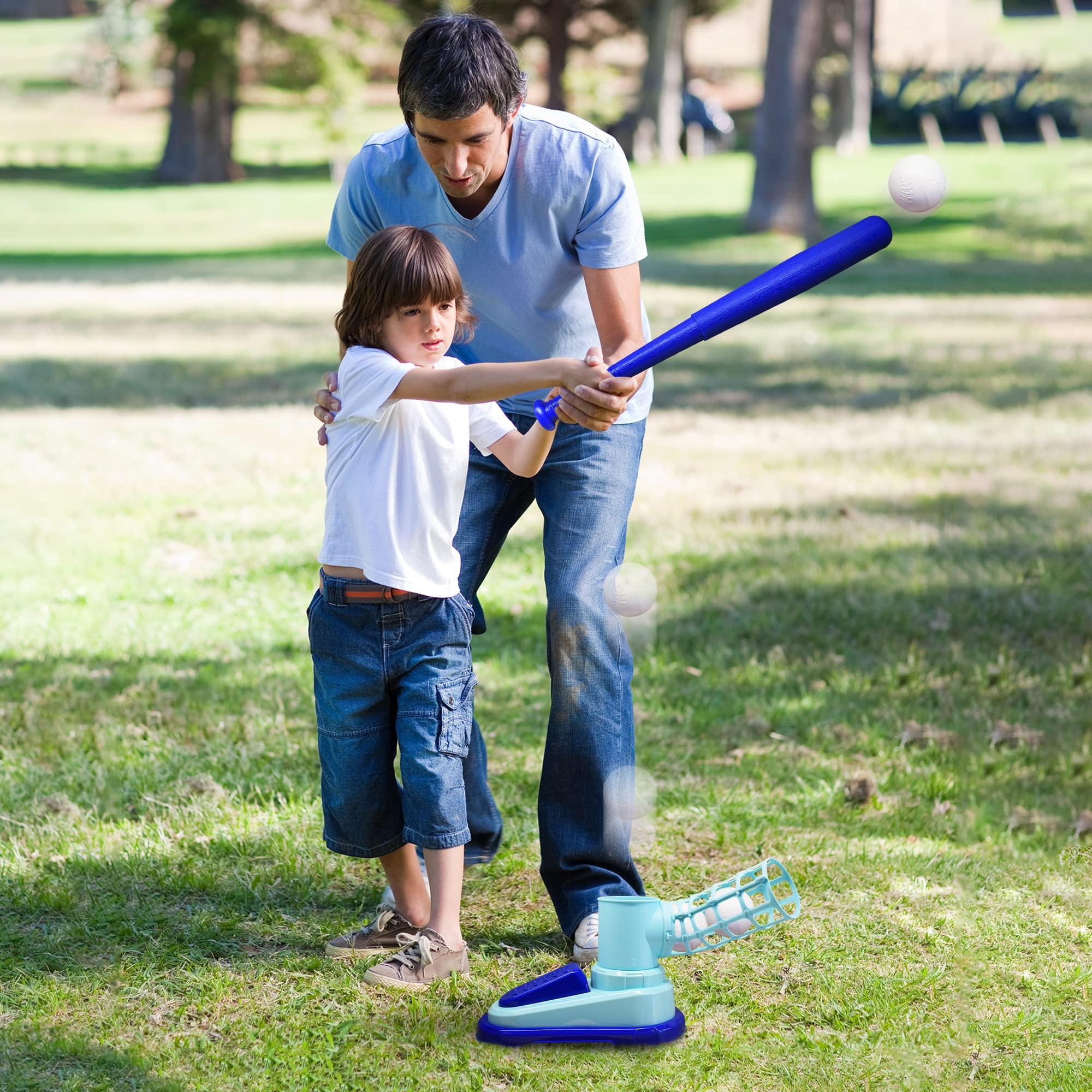 ArtCreativity ArtCreativity Baseball Pitching Machine for Kids, Pop A Pitch Baseball Batting Kids Pitching Machine Toy with Collapsible Bat + 3 Baseballs, Baseball Pitching Trainer for Batting Practice, Outdoor Fun