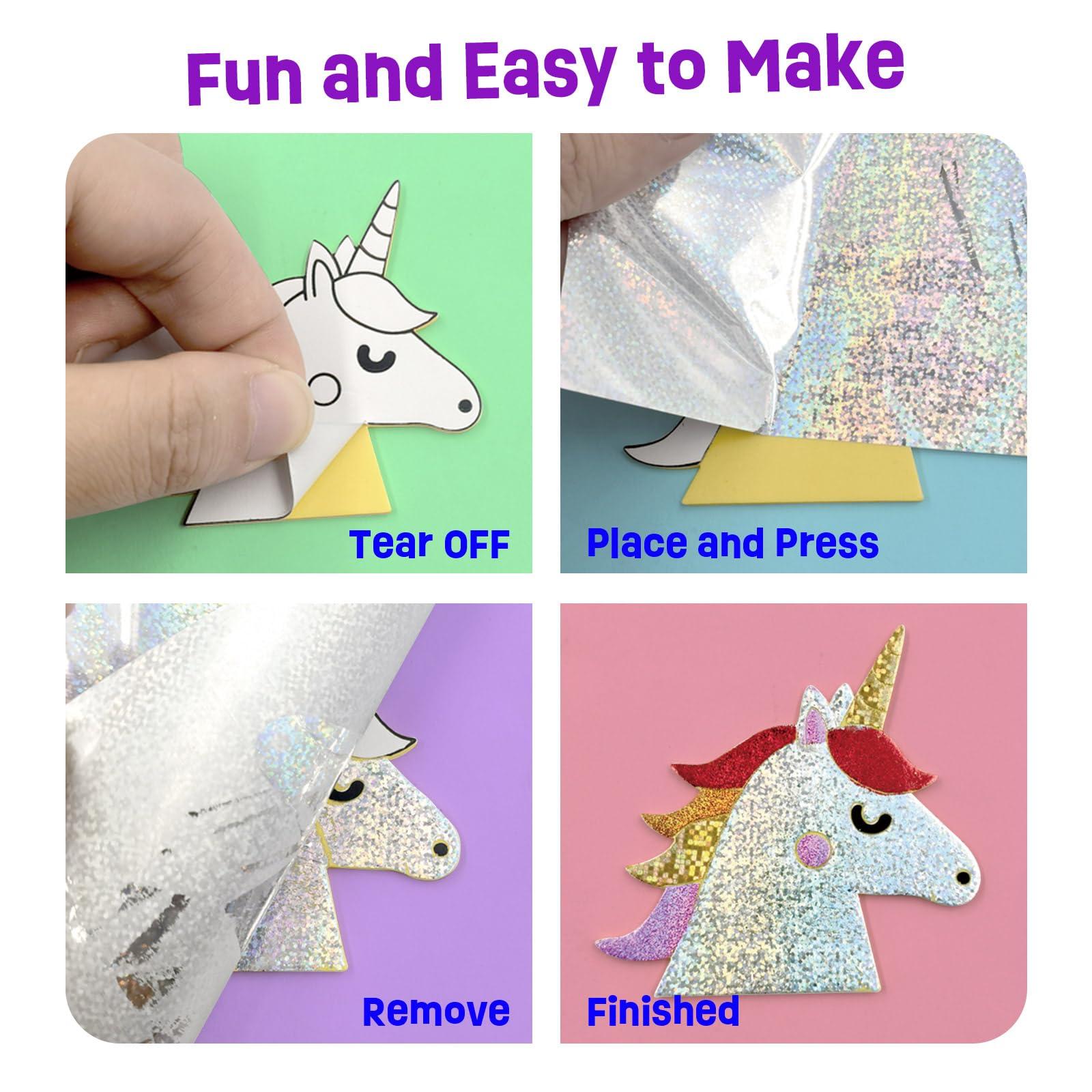 LAOESE LAOESE Foil Art Craft for Kids - Foil Sticker Making Kit - No Mess Art Kit Toys for Kids, DIY Craft Supplies for Girls 4-6, Christmas Birthday Gifts for Girls Ages 4 5 6 7 8 9