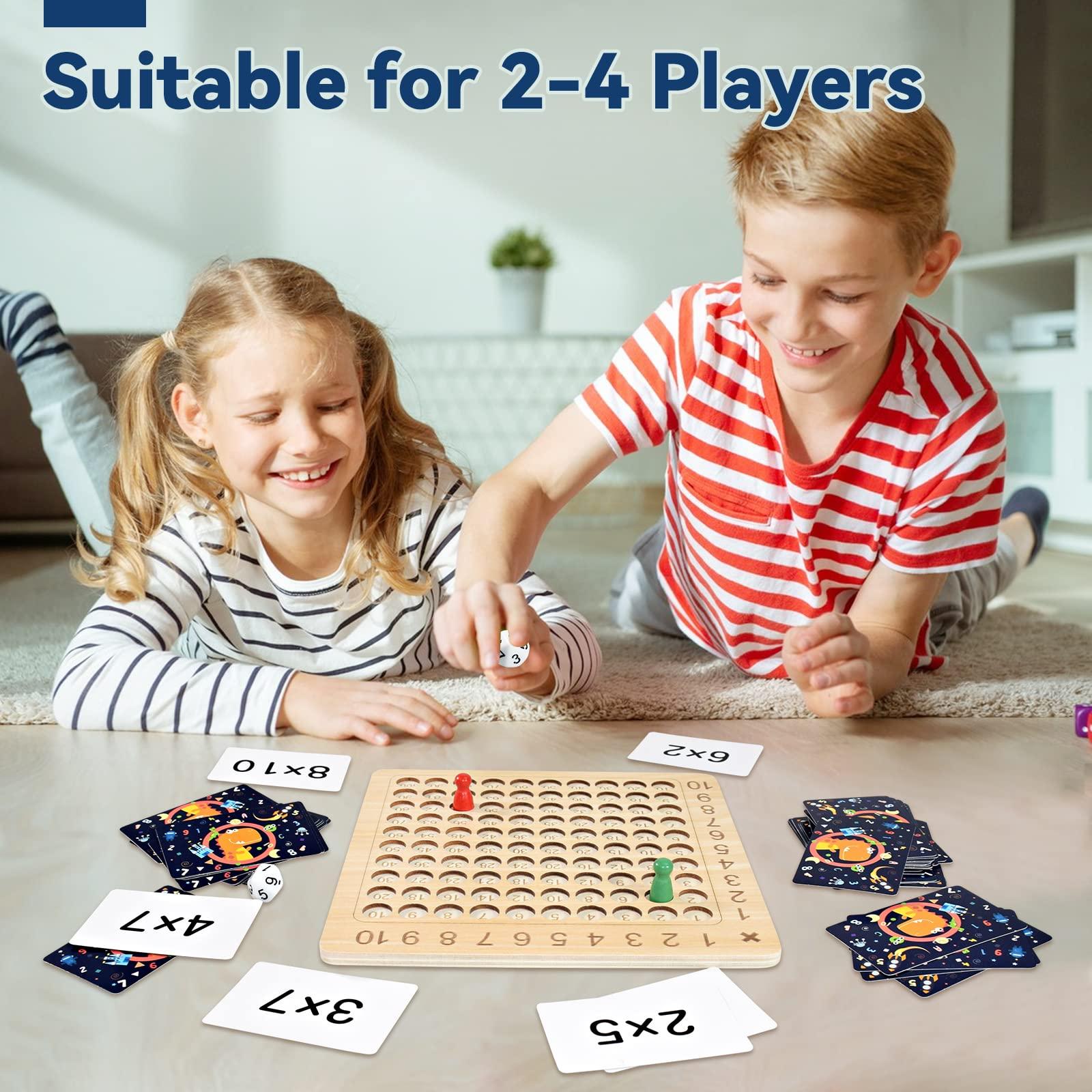 BAKAM BAKAM Wooden Multiplication Board Math Game for Kids 8-12, Math Manipulatives Set with 100PCS Flash Cards for Kids 6-8 Years Old, Montessori Counting Toy for Boys Girls Preschool Learning