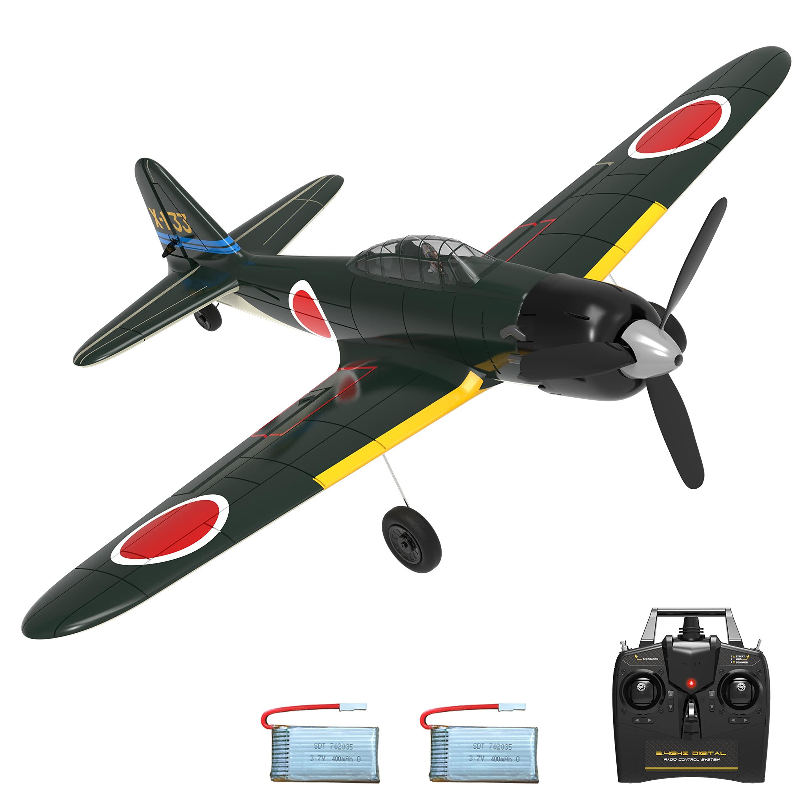 VOLANTEXRC VOLANTEXRC RC Plane for Beginners, 4CH WWII RC Airplane A6M Zero with Aileron, 2.4Ghz Remote Control Plane with Xpilot Self Righting&One Key Aerobatic, Gifts for Adults (761-15 RTF)