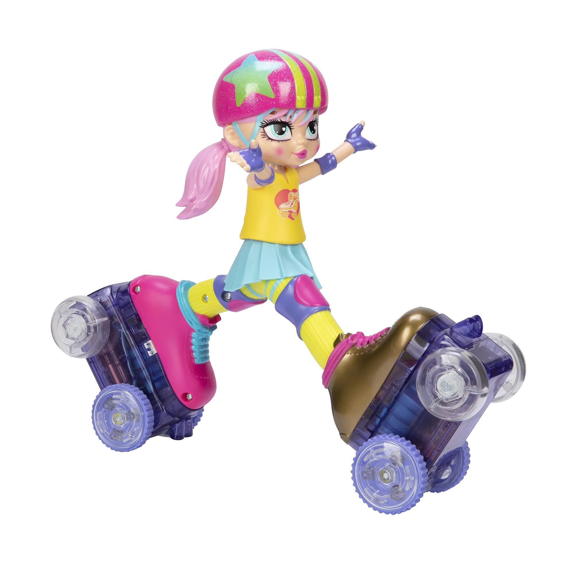 Roller Girl JAKKS Pacific Rock N Rollerskate Doll Rainbow Riley Light Up Remote Control Rollerskating Doll - Plays Music and Skates!, 10\" H