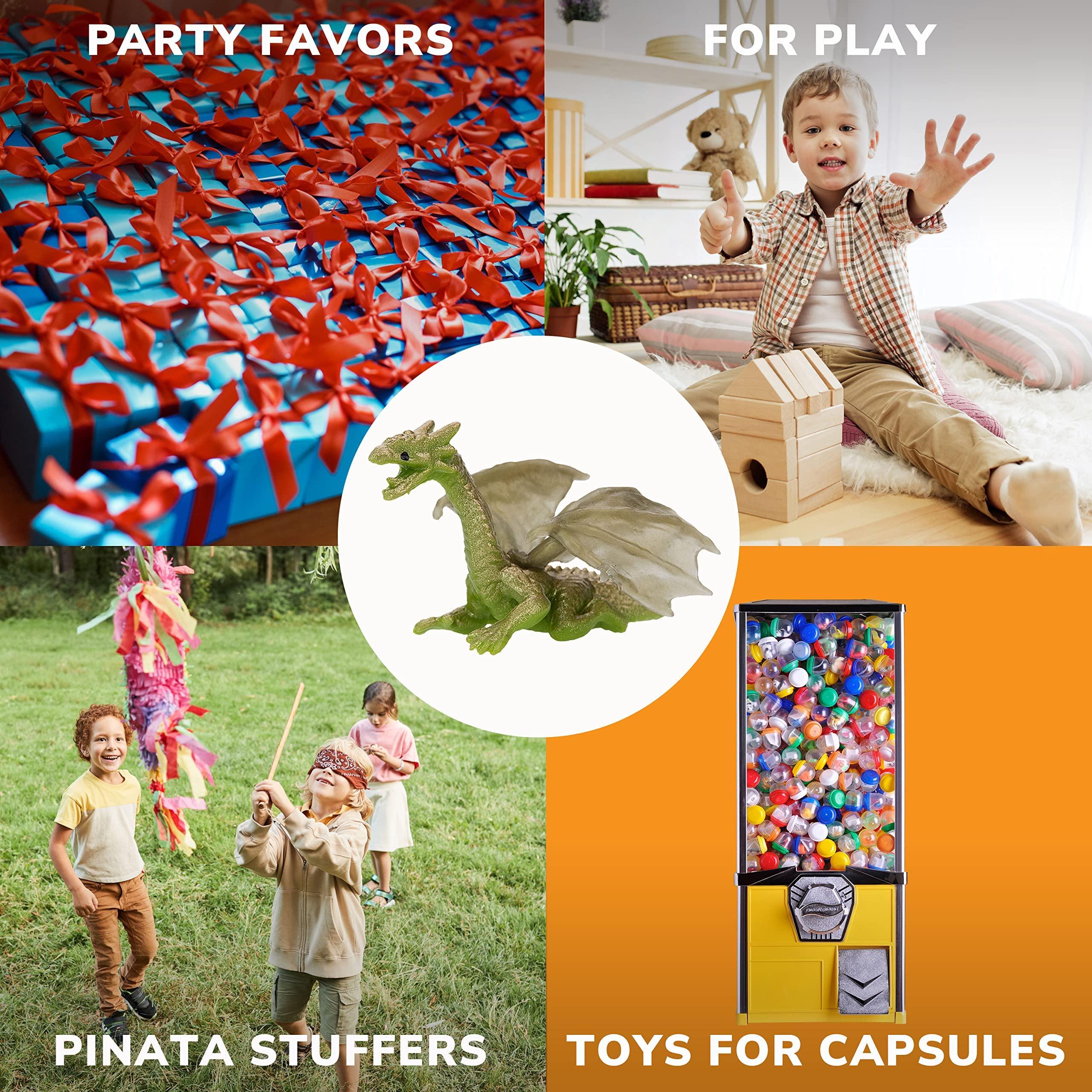 Entervending Bulk Toys - 2 Inch Dragon Toys - 100 Pcs Dragon Playset for Party Favors - Pinata Stuffers - Goodie Bag Supplies - Bulk Gifts for Kids - Vending Machine Toys - Easter Gifts for Kids