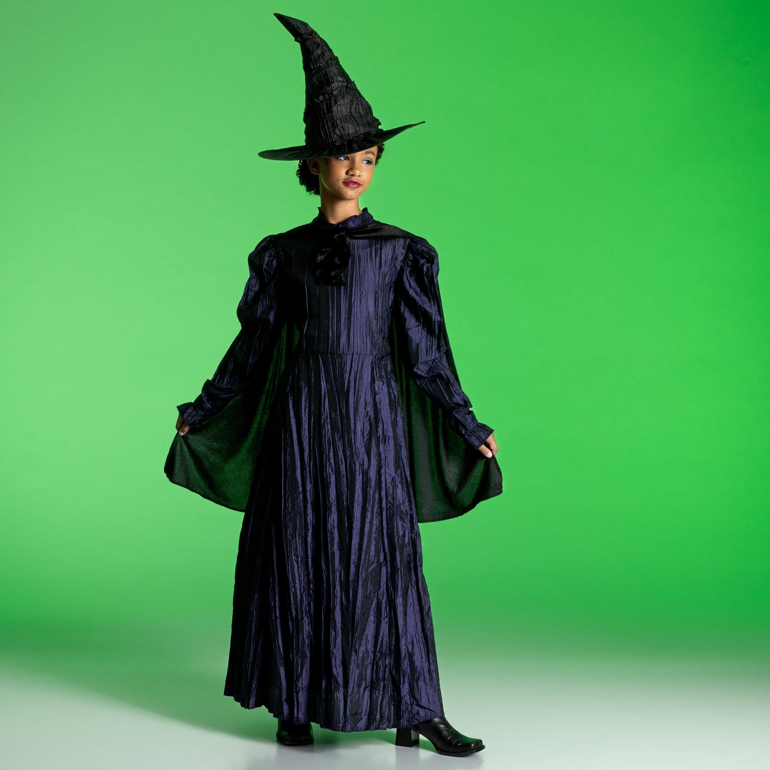 Disguise Wicked Elphaba Costume for Girls, Deluxe Official Wicked Elphaba Costume Cape and Hat, Kids Size (7-8)