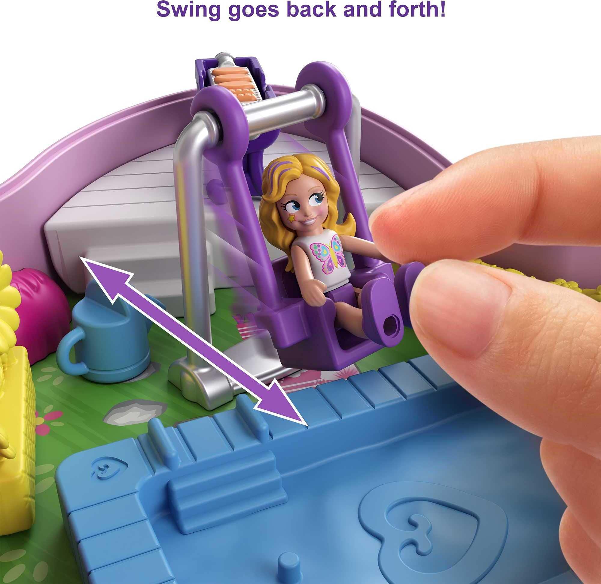 Polly Pocket Polly Pocket Compact Playset, Backyard Butterfly with 2 Micro Dolls & Accessories, Travel Toys with Surprise Reveals