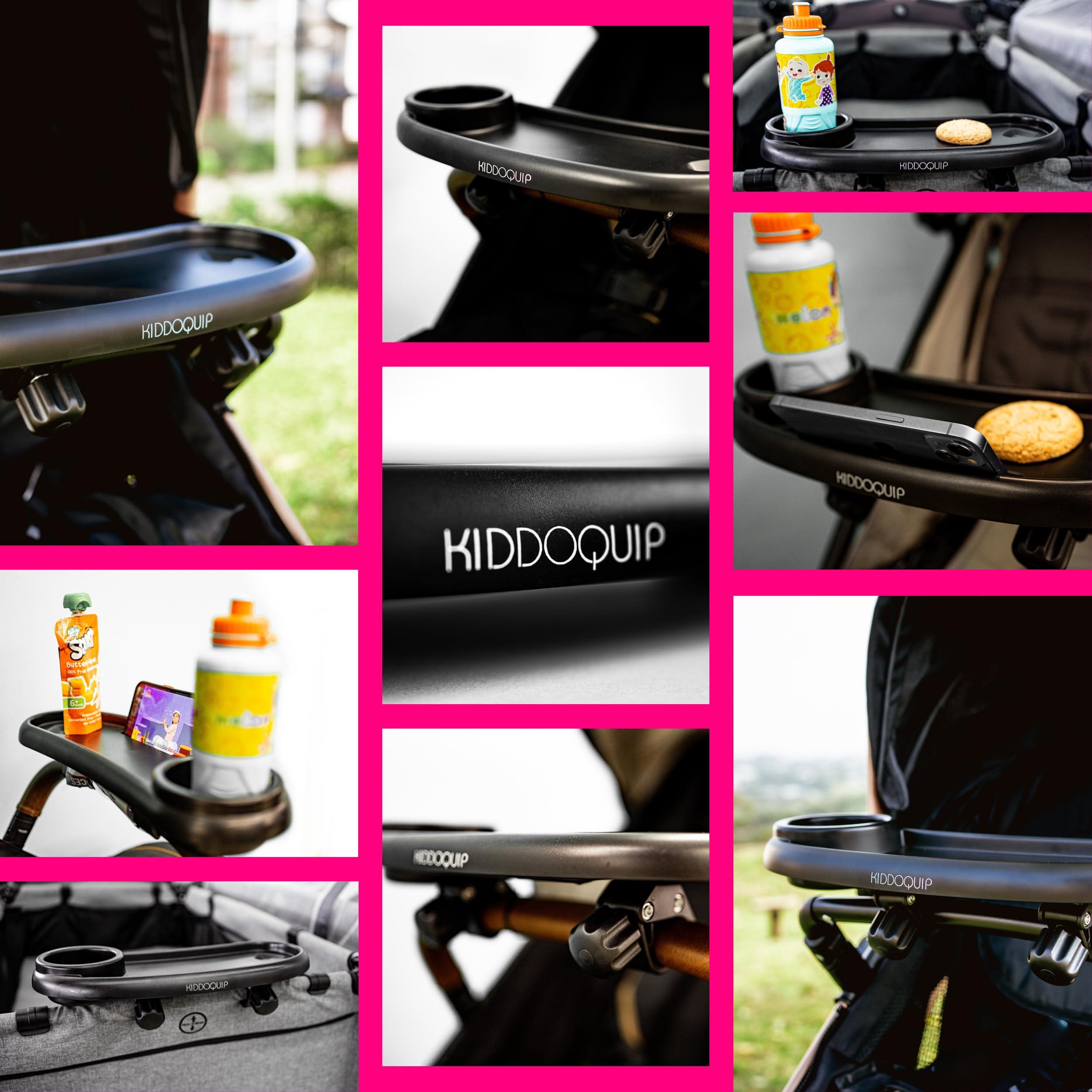 KIDDOQUIP KIDDOQUIP Universal Stroller Tray: Stroller tray, Cup, Phone Mount-Rigid Design, Non-Slip Clips - Fits MOST Strollers - Stroller Tray Attachment, Snack Tray for Stroller, Universal Stroller Snack Tray