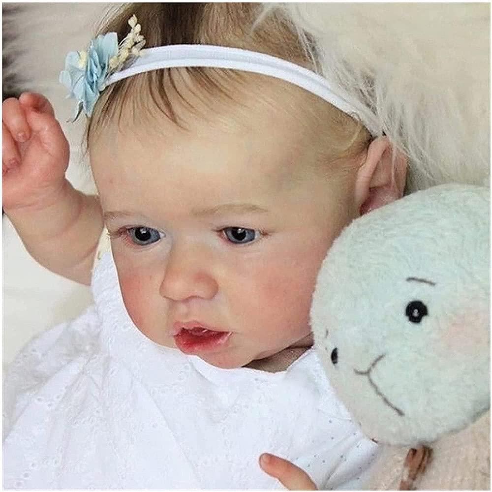 ZTDOLL ZTDOLL Reborn Baby Dolls Girl Opened Eyes 18 Inch, Full Vinyl Body and Weightd Body Handmade Realistic Baby Doll Newborn Lifelike Dolls Opened Blue Eyes (Sweet Girl)