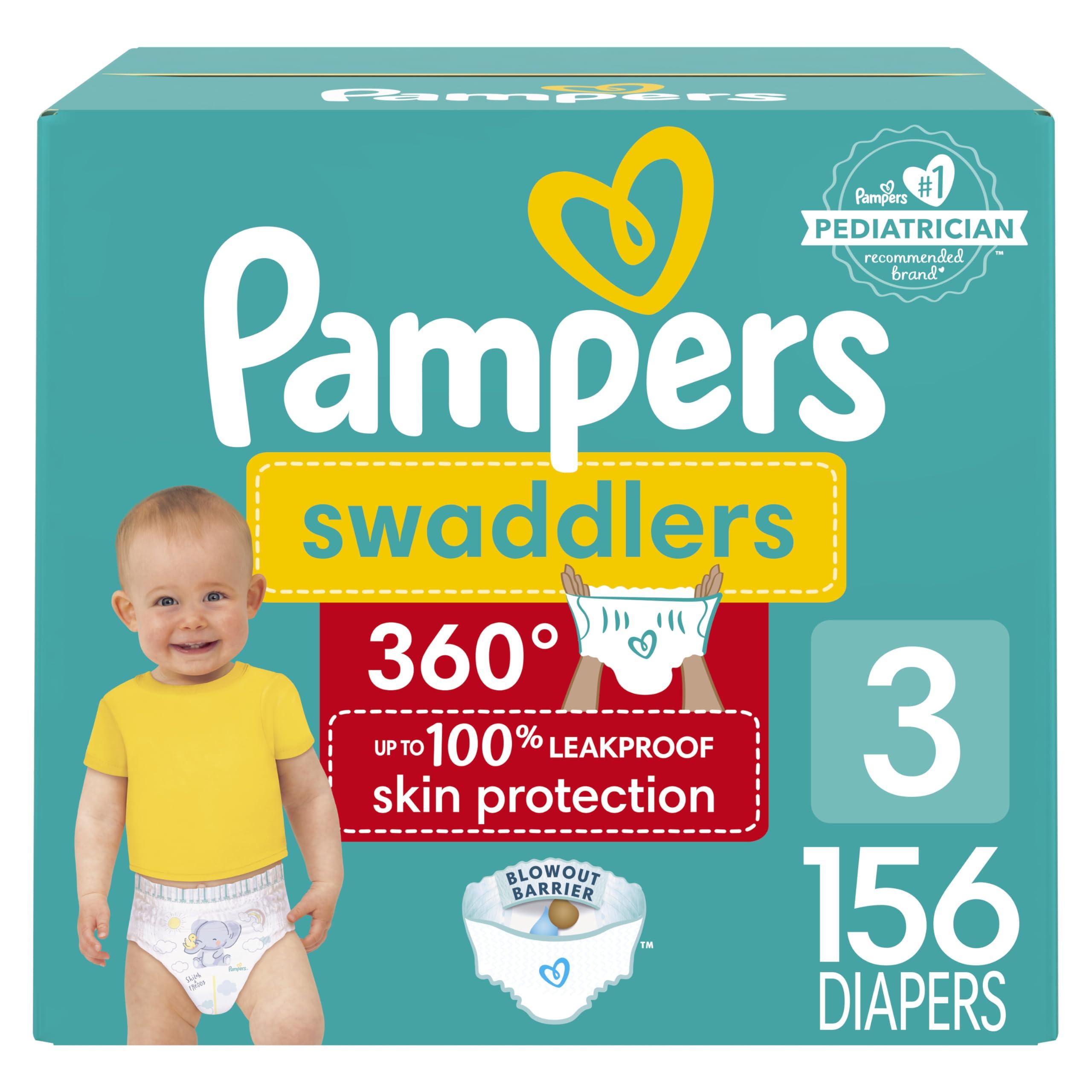 Pampers Pampers Diapers - Swaddlers 360 - Size 3, 156 Count, for up to 100% Leakproof Premium Skin Protection