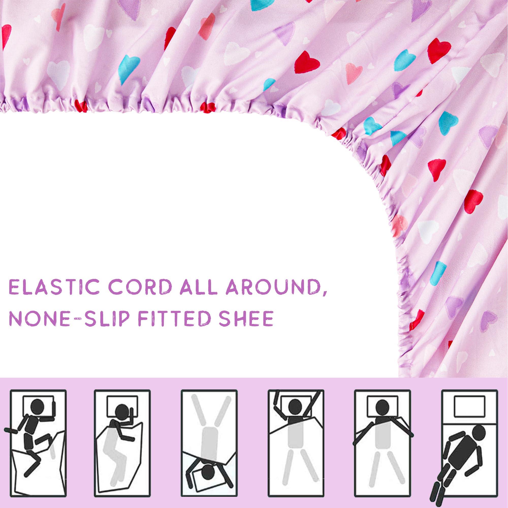 Viviland Viviland Purple Heart Toddler Comforter Sets, Cute Girls Toddler Bedding Set, Soft Microfiber Toddler Bed Set