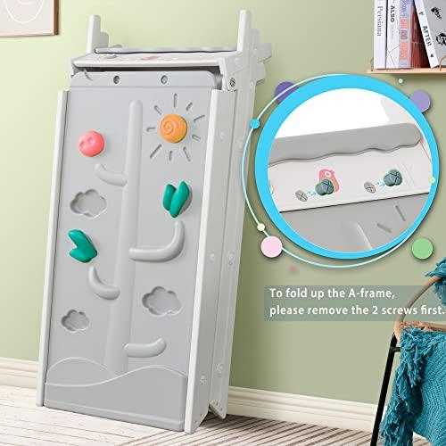 Merax Merax Foldable Triangle Climber, 4-in-1 Kids Hideaway Play Tent with Art Easel, Stool for Toddlers, Climbing Triangle Crawling Tunnel Toy Activity Play Set (White)