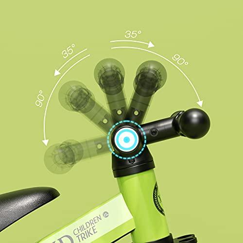 XJD XJD 5 in 1 Toddler Bike, Tricycle for Toddlers 1-3 with Adjustable Seat Height, Removable Pedals, Ideal Balance Bike Birthday Gifts and Toys for Boys and Girls (Green)