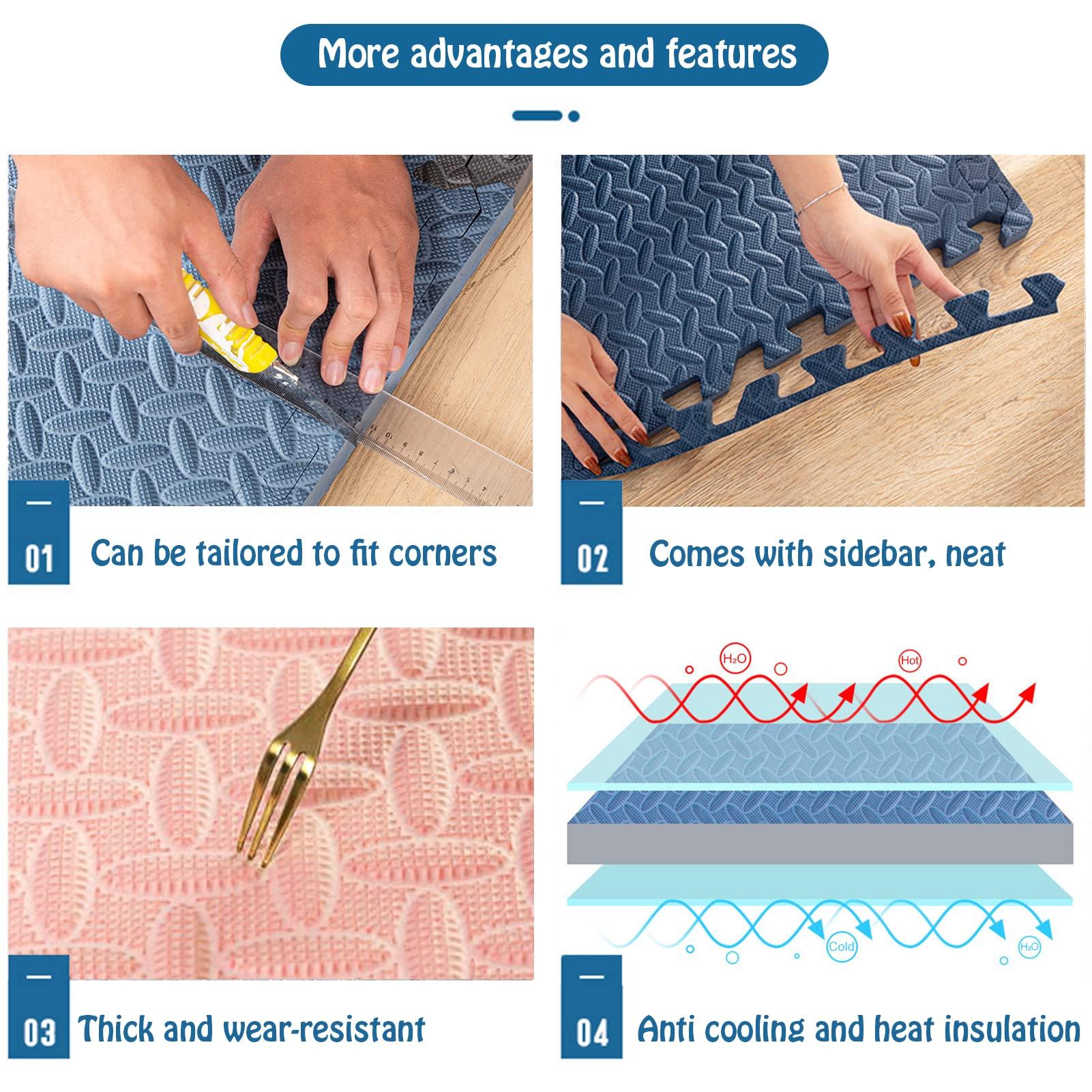 ZHIQISHI Foam Puzzle mat,9Pcs Interlocking Foam Tiles, Foam Floor Tiles 1\" Thick, Puzzle Play Mat for Bedroom Classroom, Interlocking Floor Mats 24x24inch, Exercise Play Mat for Gym(Color:Ed)(Yellow)