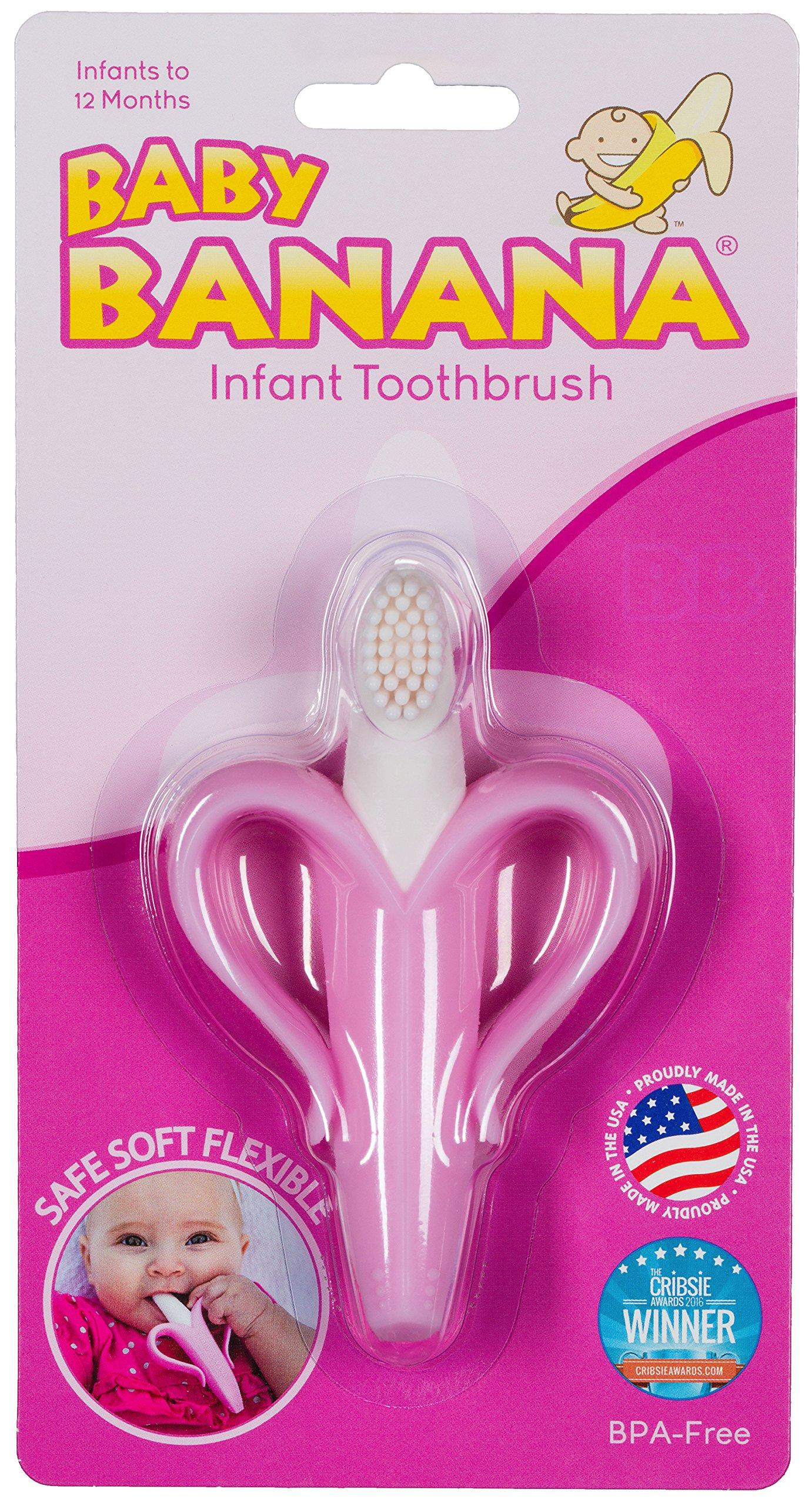 Baby Banana Baby Banana The Original Toothbrush Teether Toy, for Babies Infants Toddlers; USA Family-Owned Business; Teething Relief for Sore Gums, Massaging Soothing; Safest Food Grade Silicone