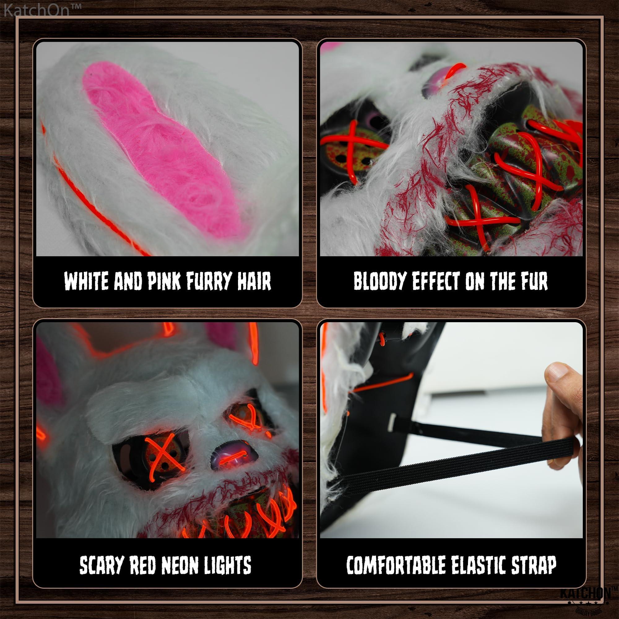 KatchOn KatchOn, Halloween Mask LED Light Up Bunny Mask - 13x10 Inch The Purge Bunny Mask | Realistic Movie Cosplay Mask, Halloween Cosplay Party | Masquerade Parties | Halloween Festival, Bunny Purge Mask