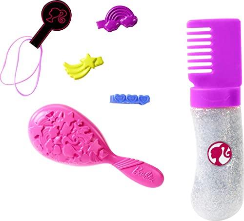 Barbie Barbie Doll, Rainbow Sparkle Hair with Extra Long 7.5-Inch Blonde Rainbow Hair, Sparkle Gel & Comb with Styling Accessories