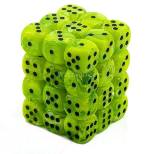 Chessex Chessex DND Dice Set-Chessex D&D Dice-12mm Vortex Bright Green with Black Plastic Polyhedral Dice Set-Dungeons and Dragons Dice ludes 36 Dice - D6, Various (CHX27830)