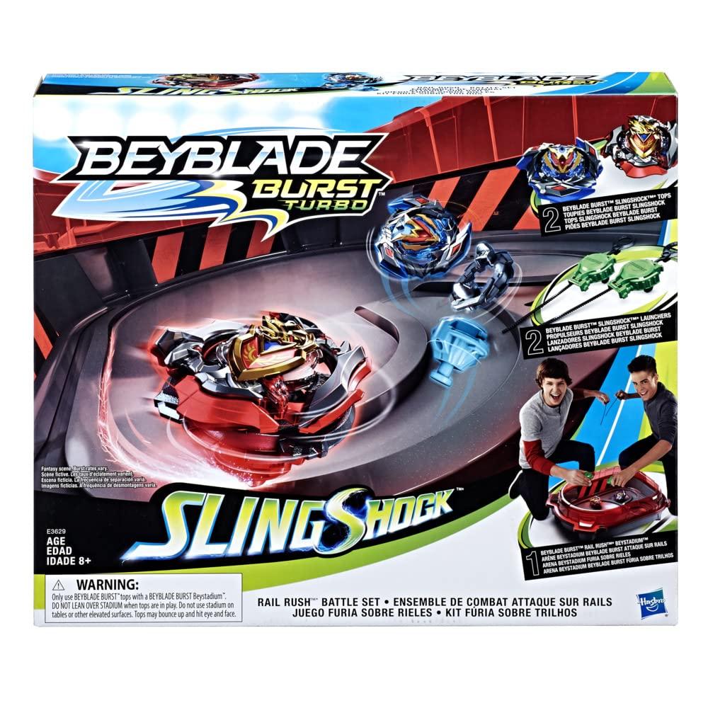 BEYBLADE Beyblade Burst Turbo Slingshock Rail Rush Battle Set - Complete Set Burst Beystadium, Battling Tops, and Launchers (Amazon Exclusive)