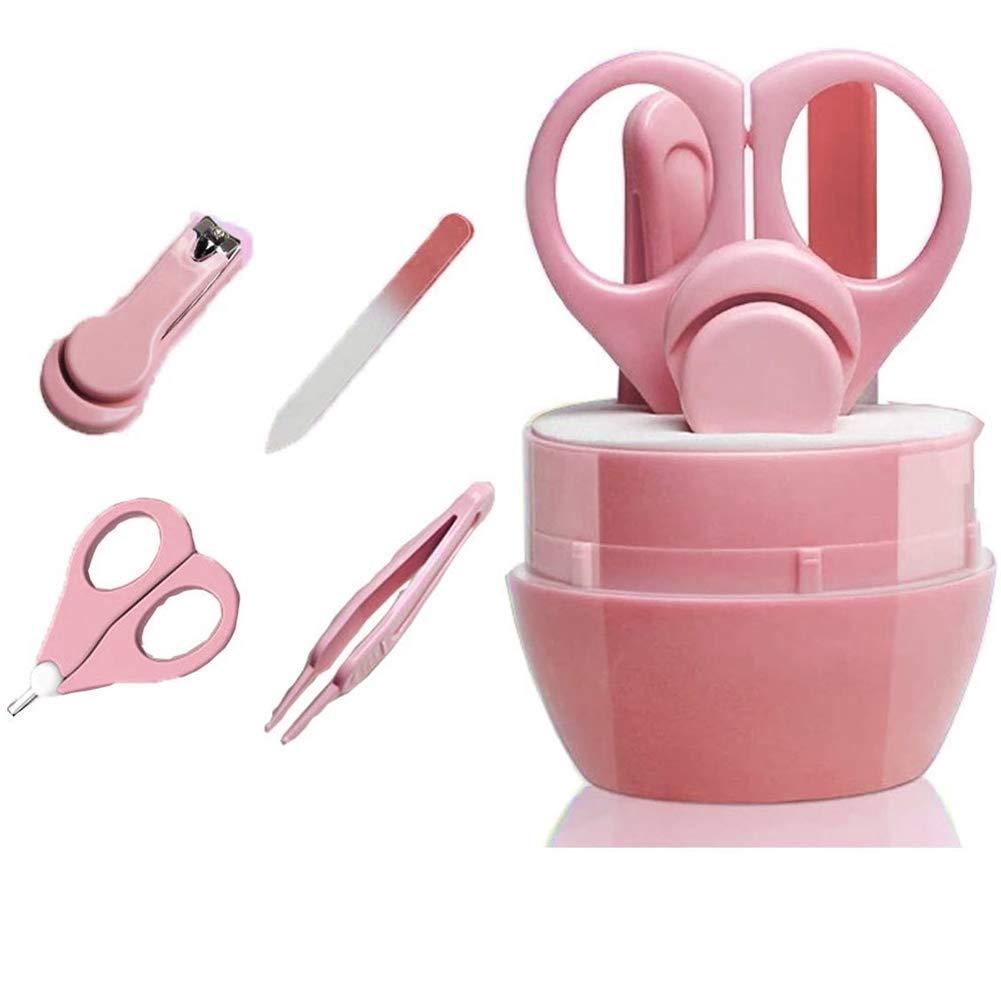 Emoly Emoly Baby Manicure Set, 4-in-1 Baby Grooming Kit, Premium Stainless Steel, Baby Nail Clippers, Scissor, File & Tweezer, Baby Nail Care Kit for Newborn, Infant & Toddler (Pink)