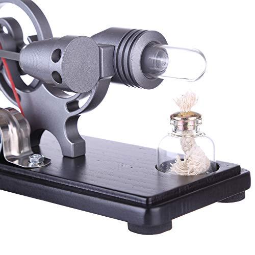 HMANE HMANE ?-Shape Stirling Engine Kit for Adults, DIY Unassembled Retro Generator Model Science Educational Toys with LED Lights, Grey