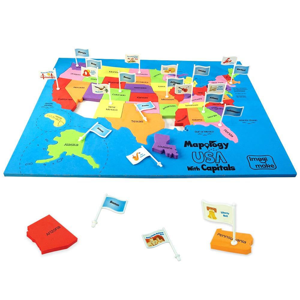 Imagimake Imagimake Mapology USA Map with Capitals | Learning States and Capitals | US Geography Toys for Ages 5-7 | Jigsaw Puzzles for Kids Ages 8-10 Years | Educational Toys for Ages 8-13