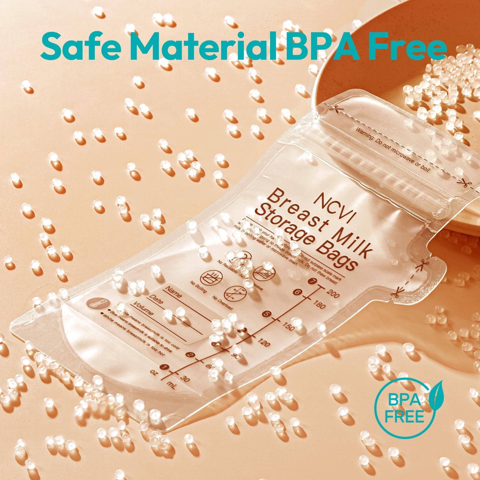 NCVI NCVI Breastmilk Storage Bags, 120 Count Milk Storage Bags for Breastfeeding, 7oz Breast Milk Storage Bags with Temp-Sensing, Doubled-Sealed, Hygienically, Self Standing, Easy Pour Spout, BPA Free