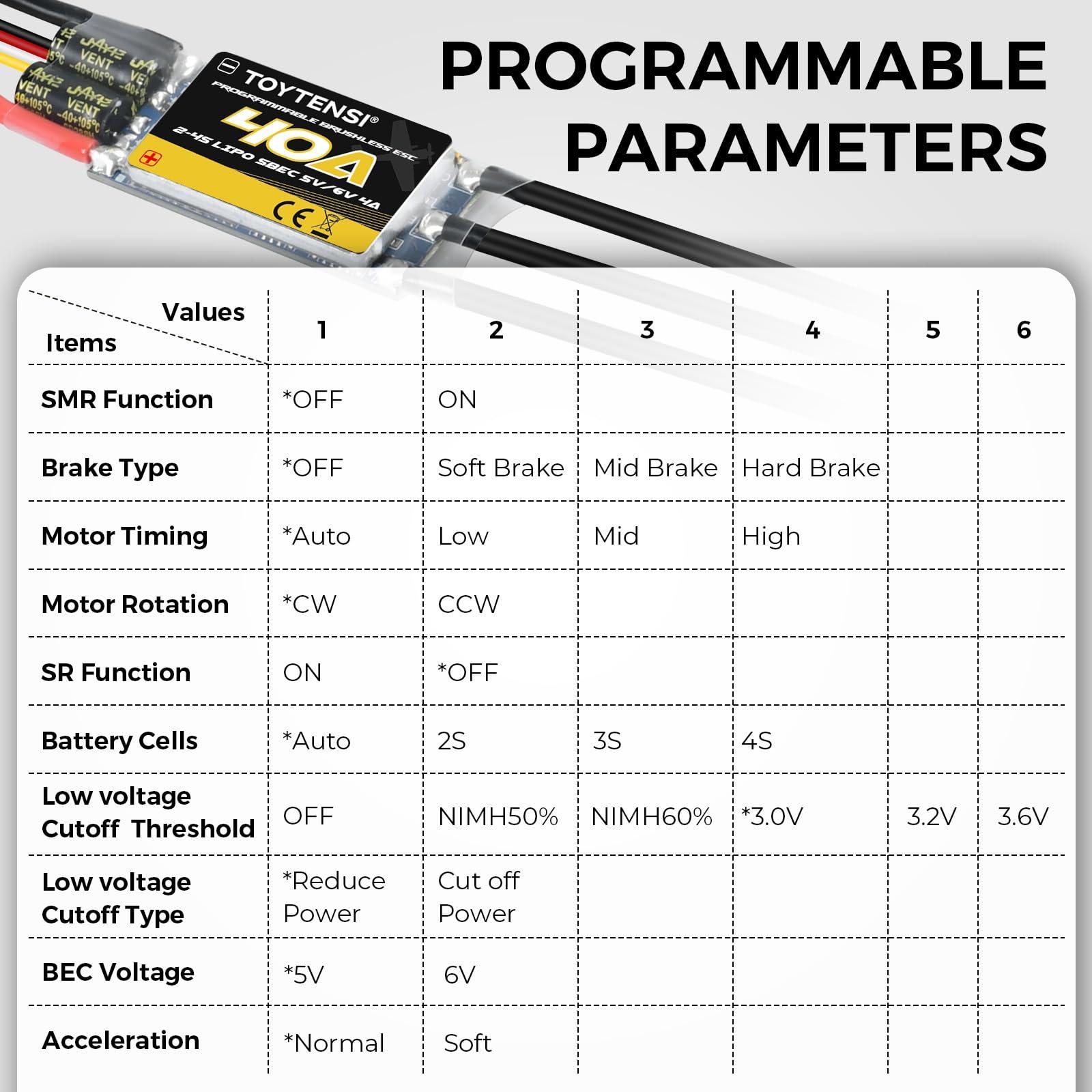 TOYTENSI TOYTENSI 40A 2-4S RC Brushless Motor ESC for RC Plane Airplane with SBEC 5V/6V 4A