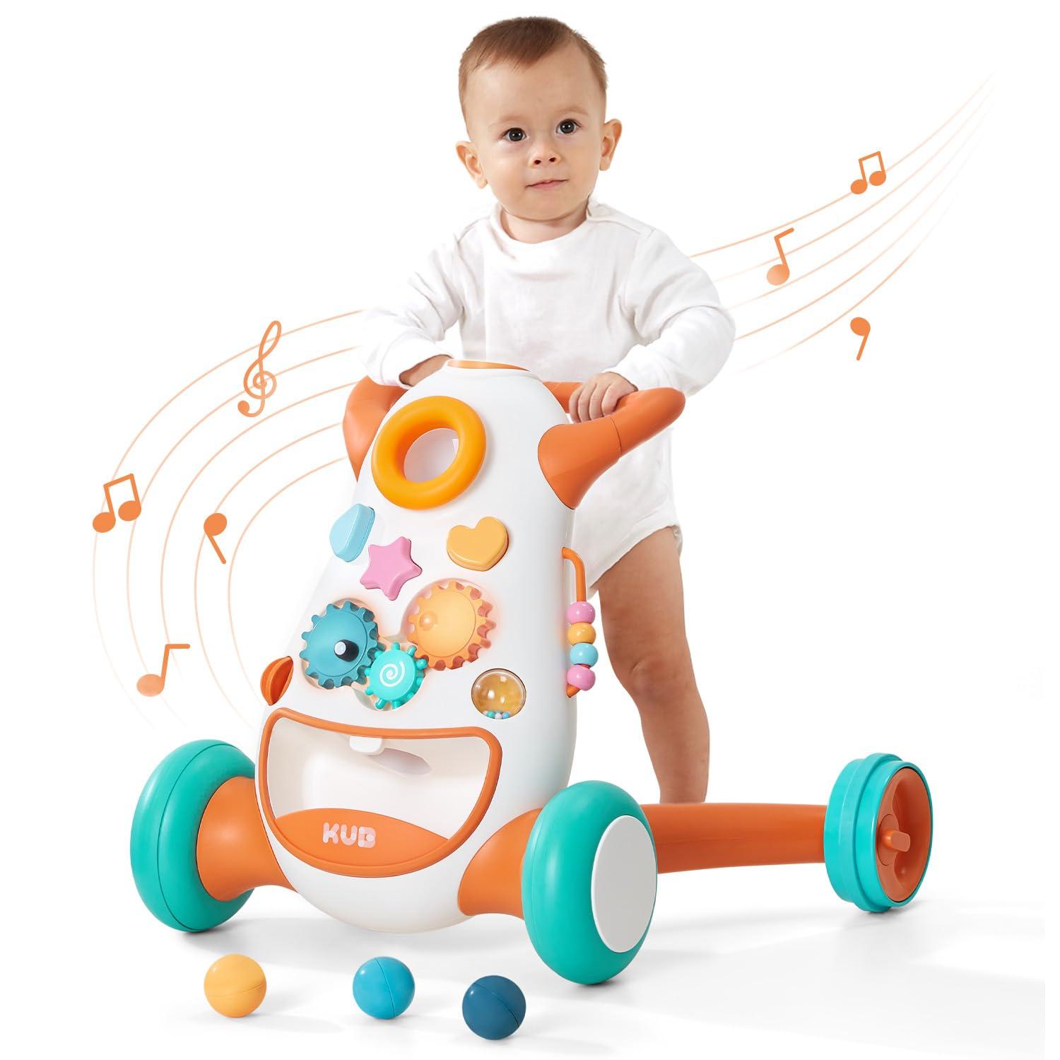 KÜB KÜB Interactive Baby Push Walker | Orange | Locking Wheels | Safe & Stable Design | Activity Walker | Baby Walker Toy | Toddler Push Toy | Learning Walker Toy | Infant Toys