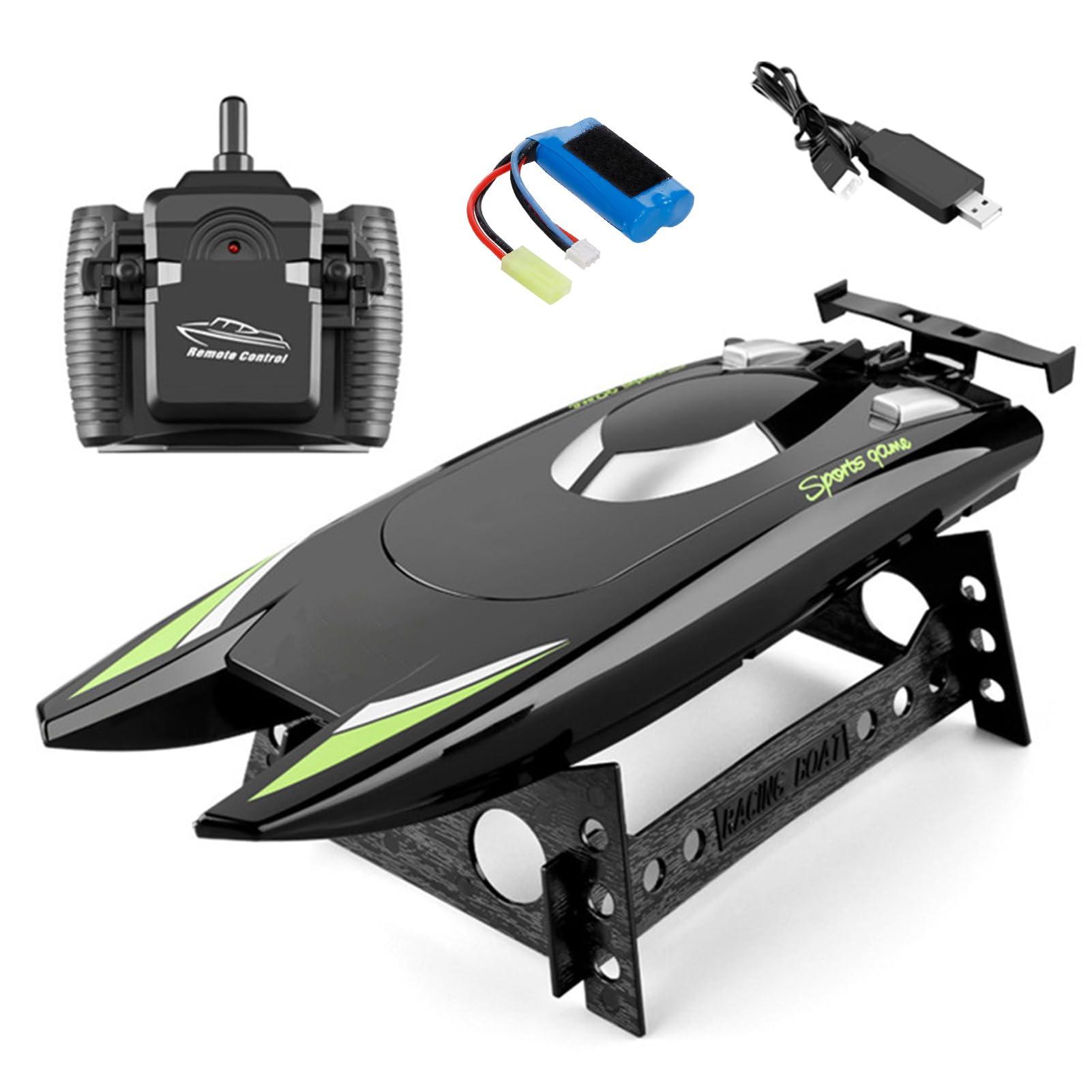 GoolRC GoolRC RC Boat, 2.4GHz Remote Control Boat 25KM/H High RC Speed Boat RC Jet Boat for Suitcase for Lakes & Pools Summer Toys for Adults Kids (Black)