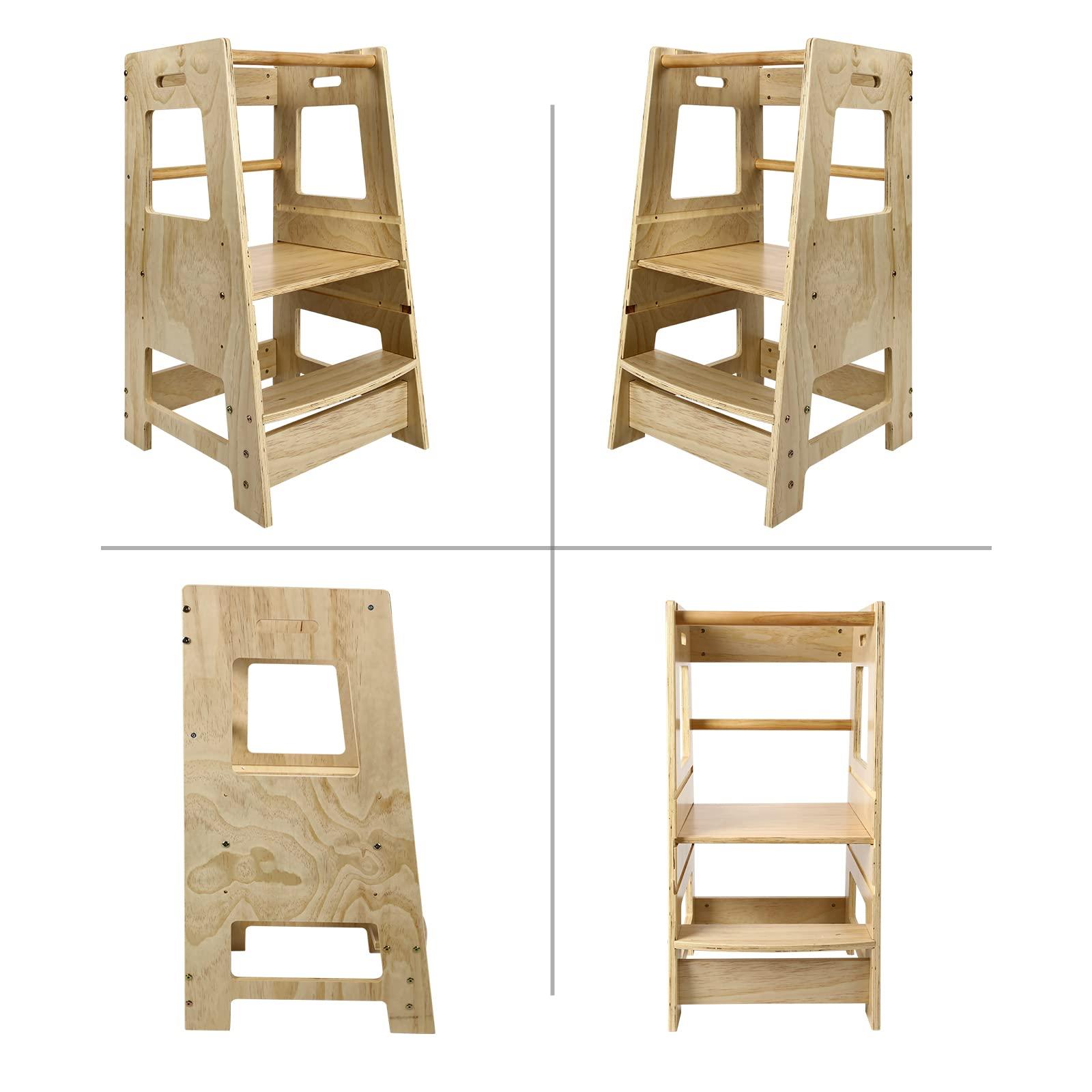 DEARYOU DEARYOU Toddler Stool Tower,Toddler Kitchen Stool, Kitchen Standing Helper Stool for Toddlers,Toddler Stool for Kitchen Counter, Learning Kitchen Tower for Toddlers, Helper Standing Tower, Natural