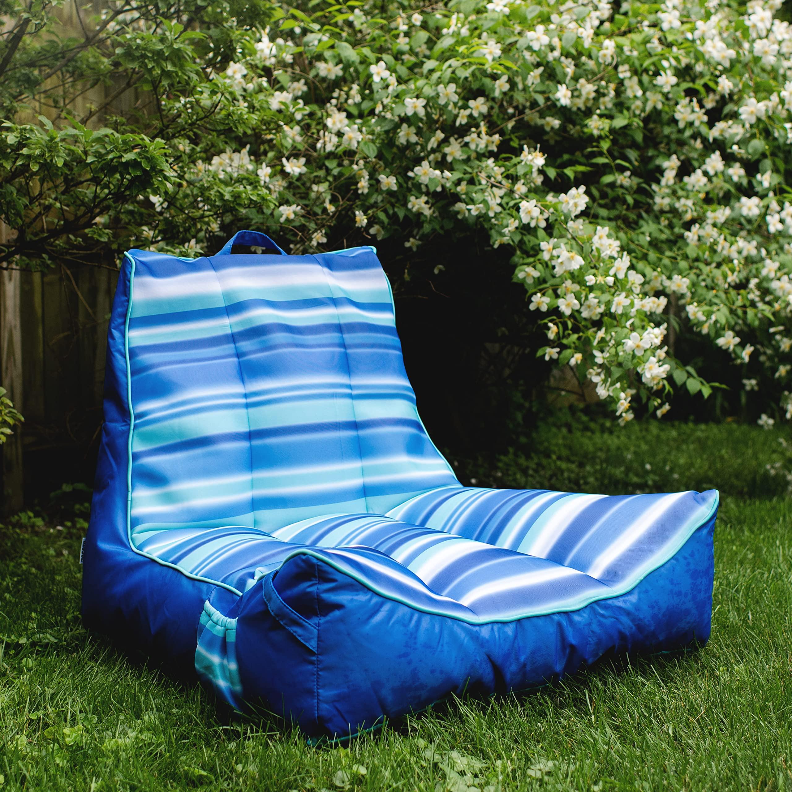 Big Joe Big Joe Captain's Float No Inflation Needed Pool Lounger with Drink Holder, Blurred Blue Double Sided Mesh, Quick Draining Fabric, 3 feet