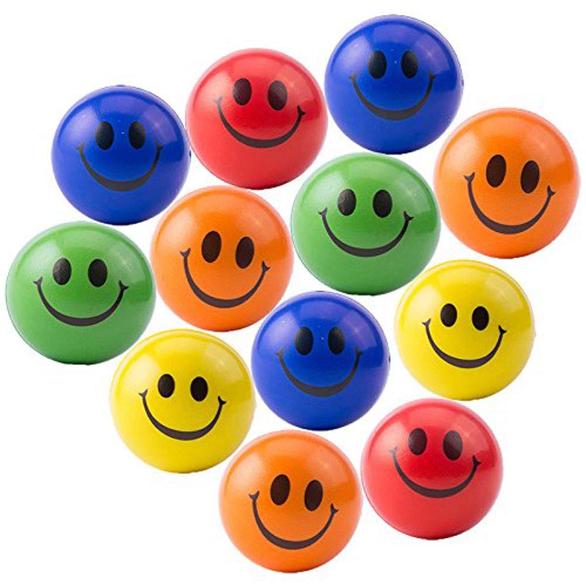 Akusety Akusety Neon Colored Smile Funny Face Stress Ball - Happy Smile Face Squishies Toys Stress Balls Bulk Pack of 12 Relaxable 2.5" Stress Relief Smile Squeeze Balls Fun Toys