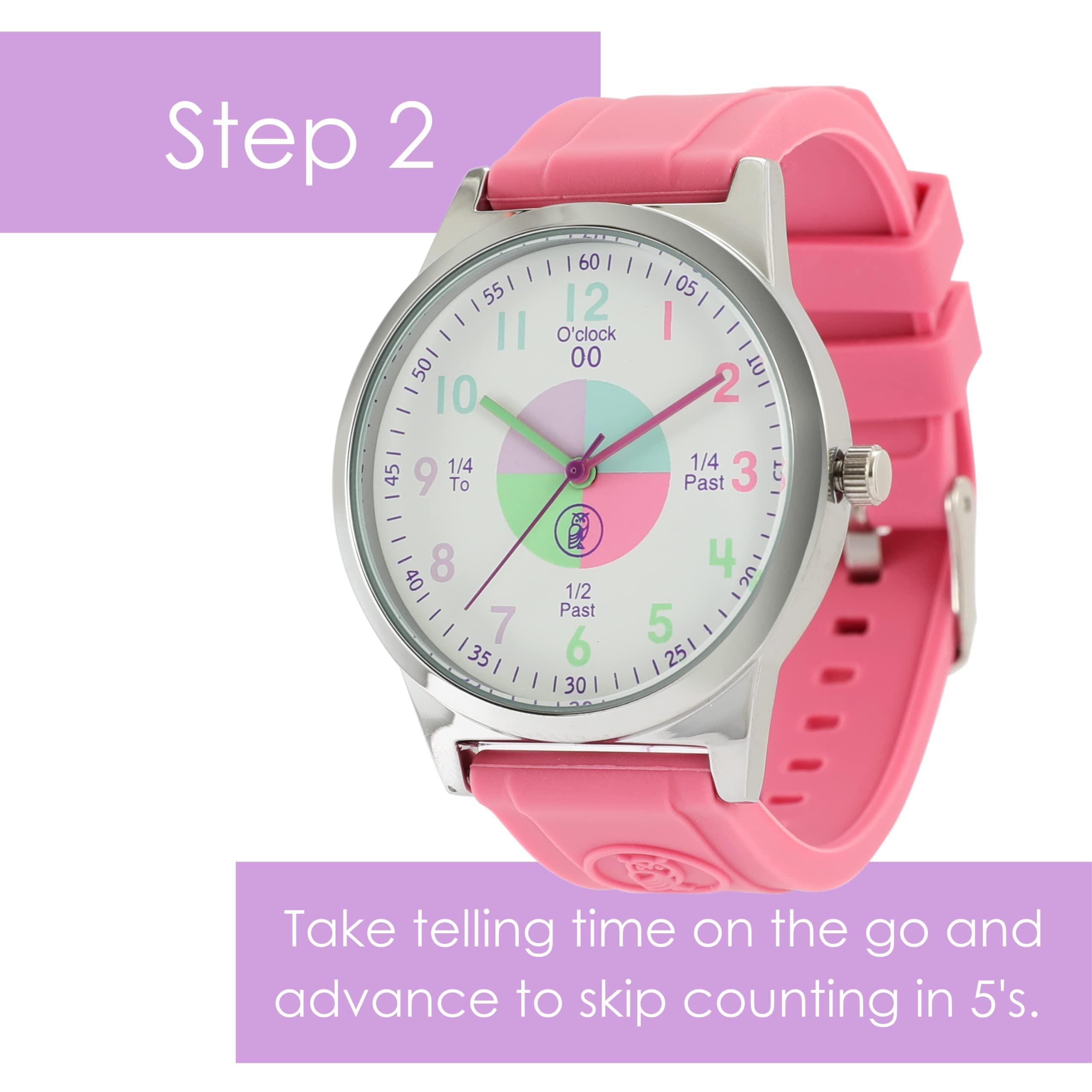 OWLCONIC OWLCONIC Telling Time Teaching Clock - Bundled with Kids Watch. Learn to Tell Time Resources. Pink