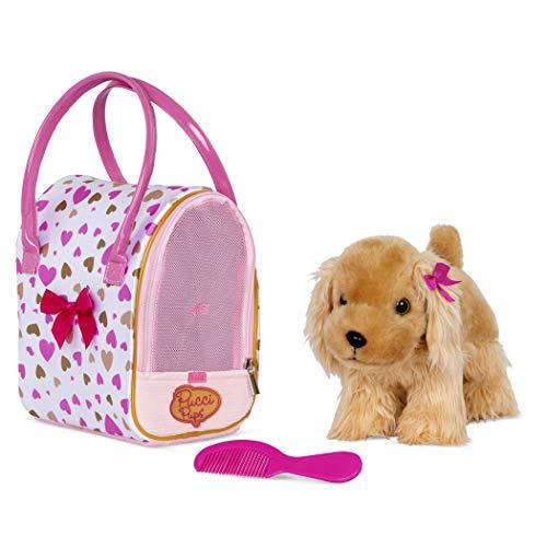 Pucci Pups by Battat Pucci Pups - Gold & Pink Heart Print Glam Bag w/Cocker Spaniel, 8 inches