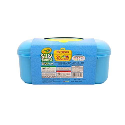 Crayola Silly Scents Dough Activity Tool Kit 4 Colors of Scented playdough 11 Kids Tools Toolbox for Storage Play Dough Set for Toddlers at Home Summer Travel or Birthday Gift