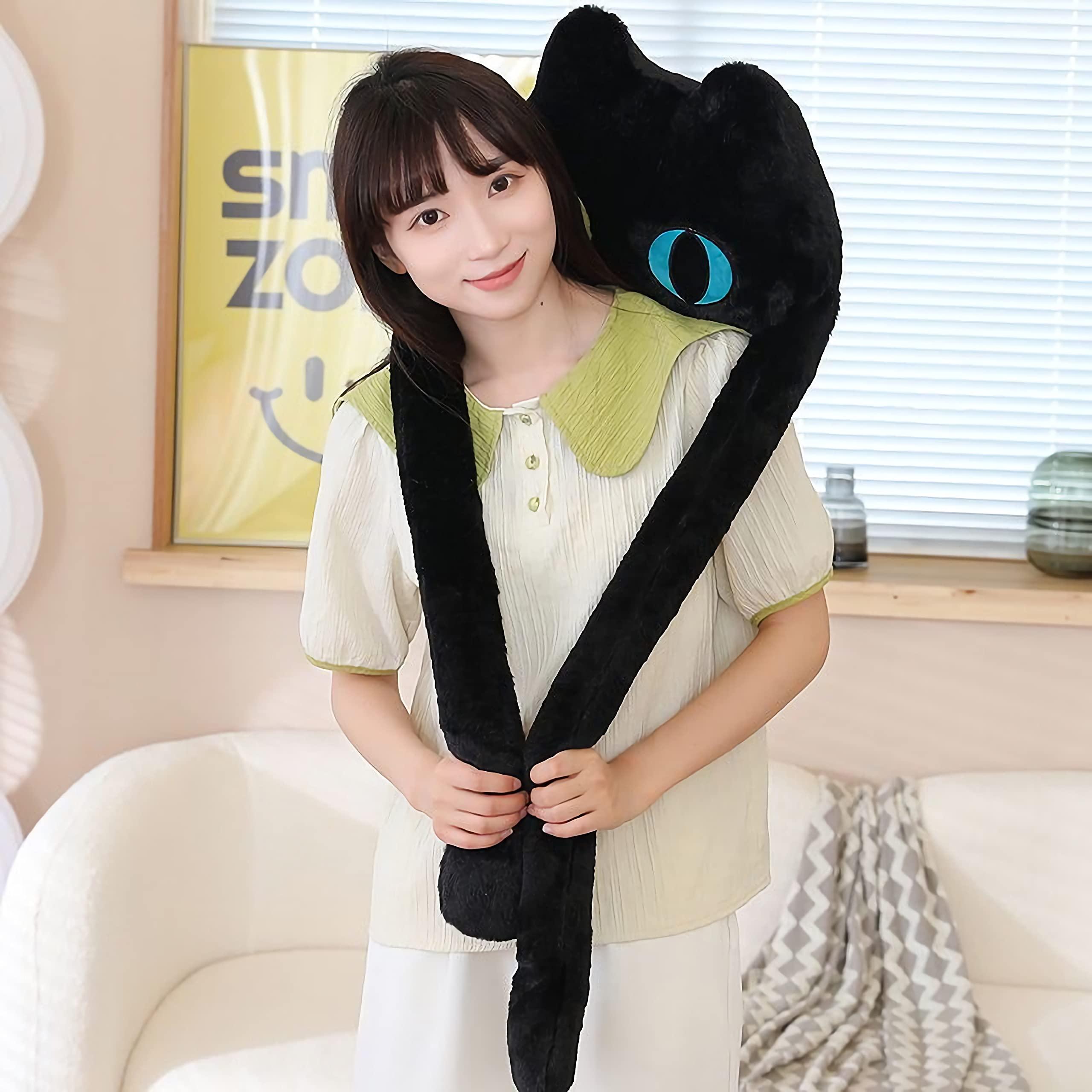 vitegaw vitegaw Long Cat Plush Pillow, 39\" Cute Black Cat Stuffed Animals Kawaii Soft Plushies,Big Plush Toys Gift for Girlfriend Kids