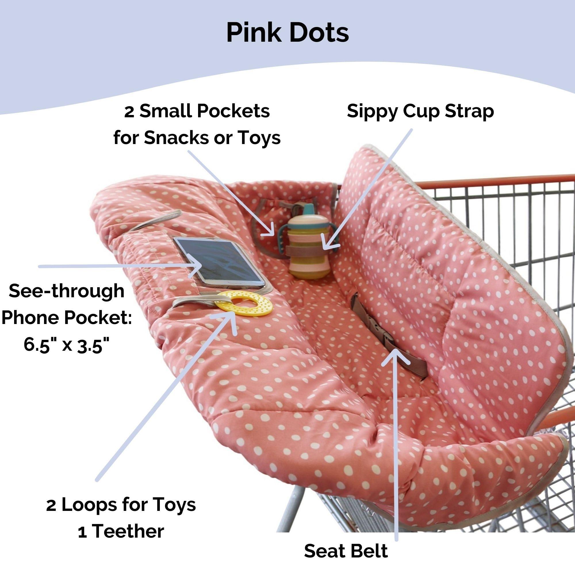Suessie Suessie Shopping Cart Cover and High Chair Cover, Pink Dots