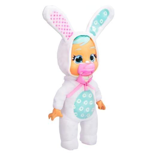 Cry Babies Magic Tears Cry Babies Tiny Cuddles Bunnies Honey - 9 inch Baby Doll, Cries Real Tears, White Bunny Themed Pajama